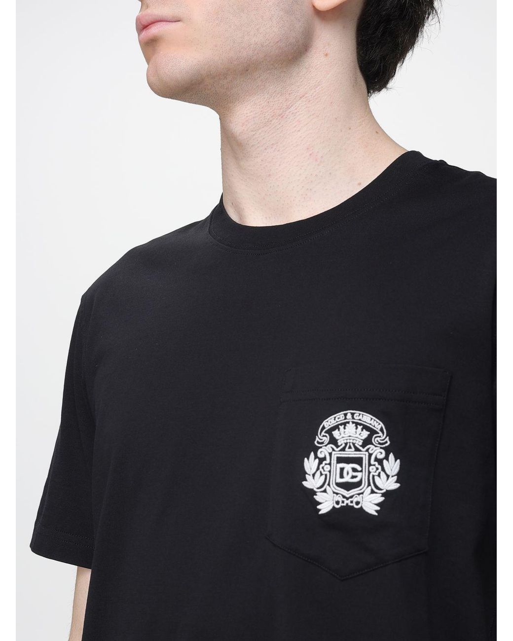 Dolce & Gabbana Black Dolce &Amp Gabbana Cotton Blend T-Shirt With Logo for men