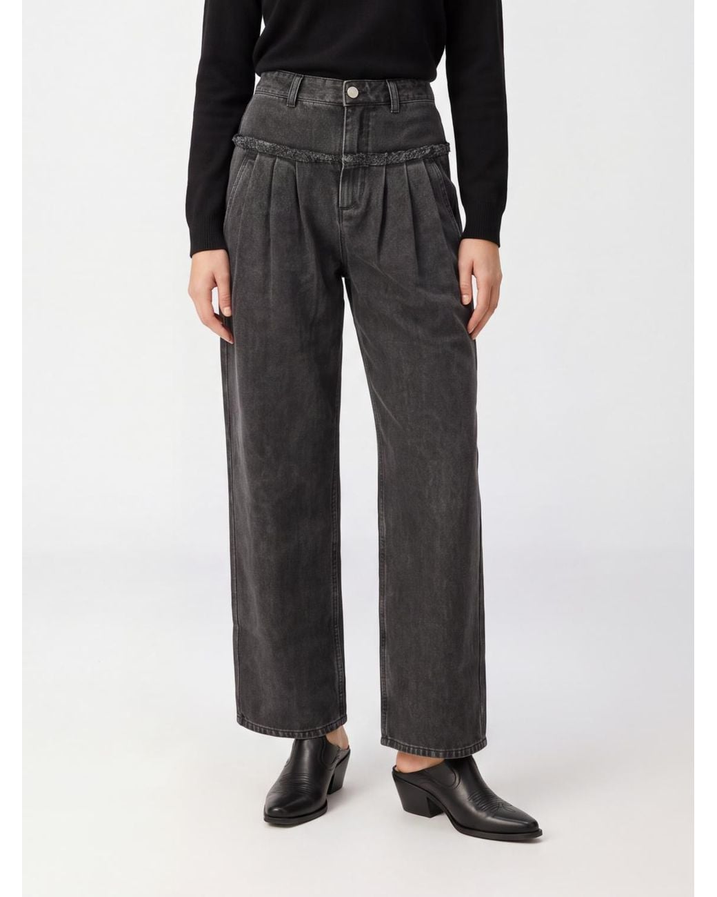 Isabel Marant Black Iniza High-Waisted Wide-Leg Denim Jeans