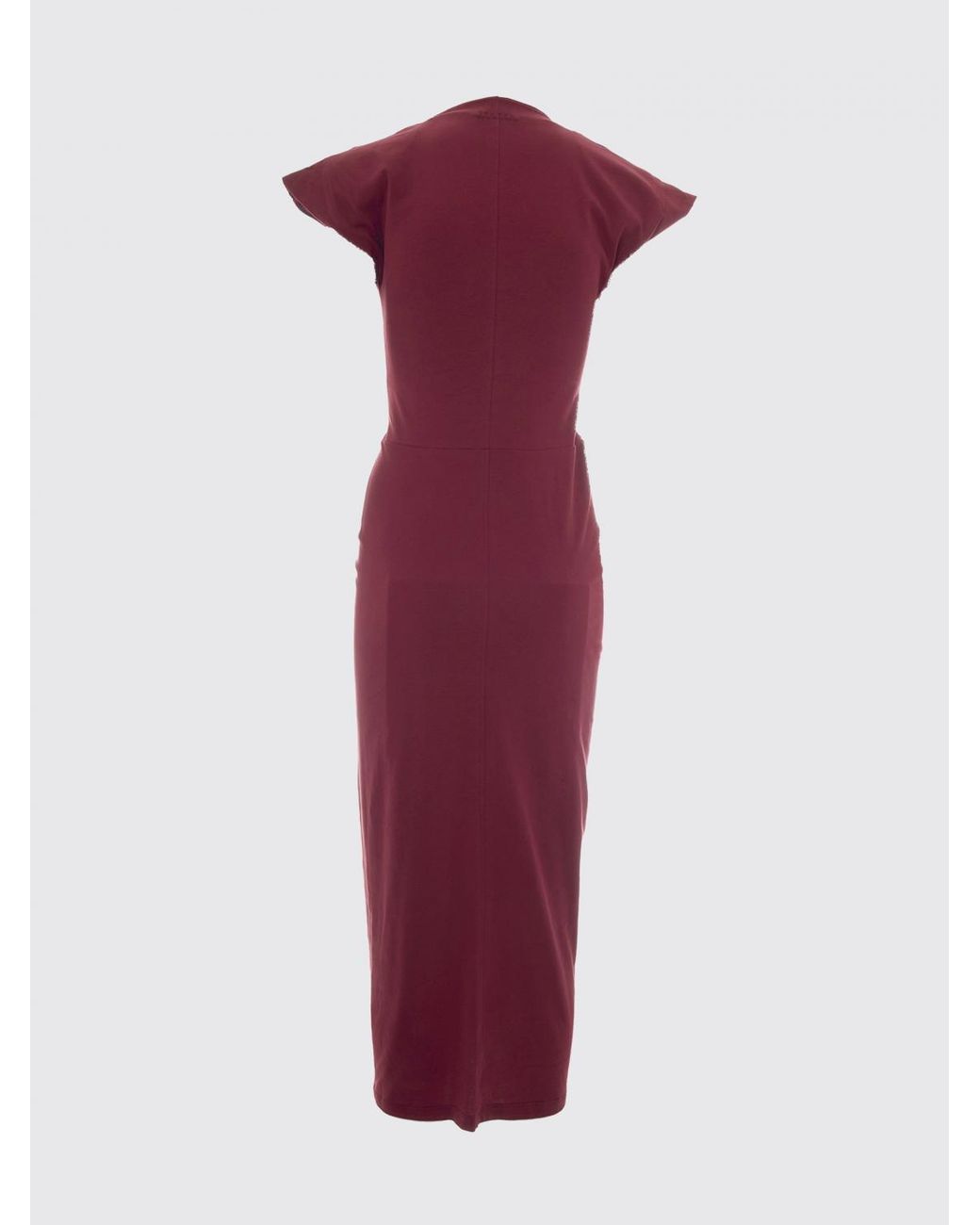Isabel Marant Red Draped V-Neck Viscose Midi Sheath Dress