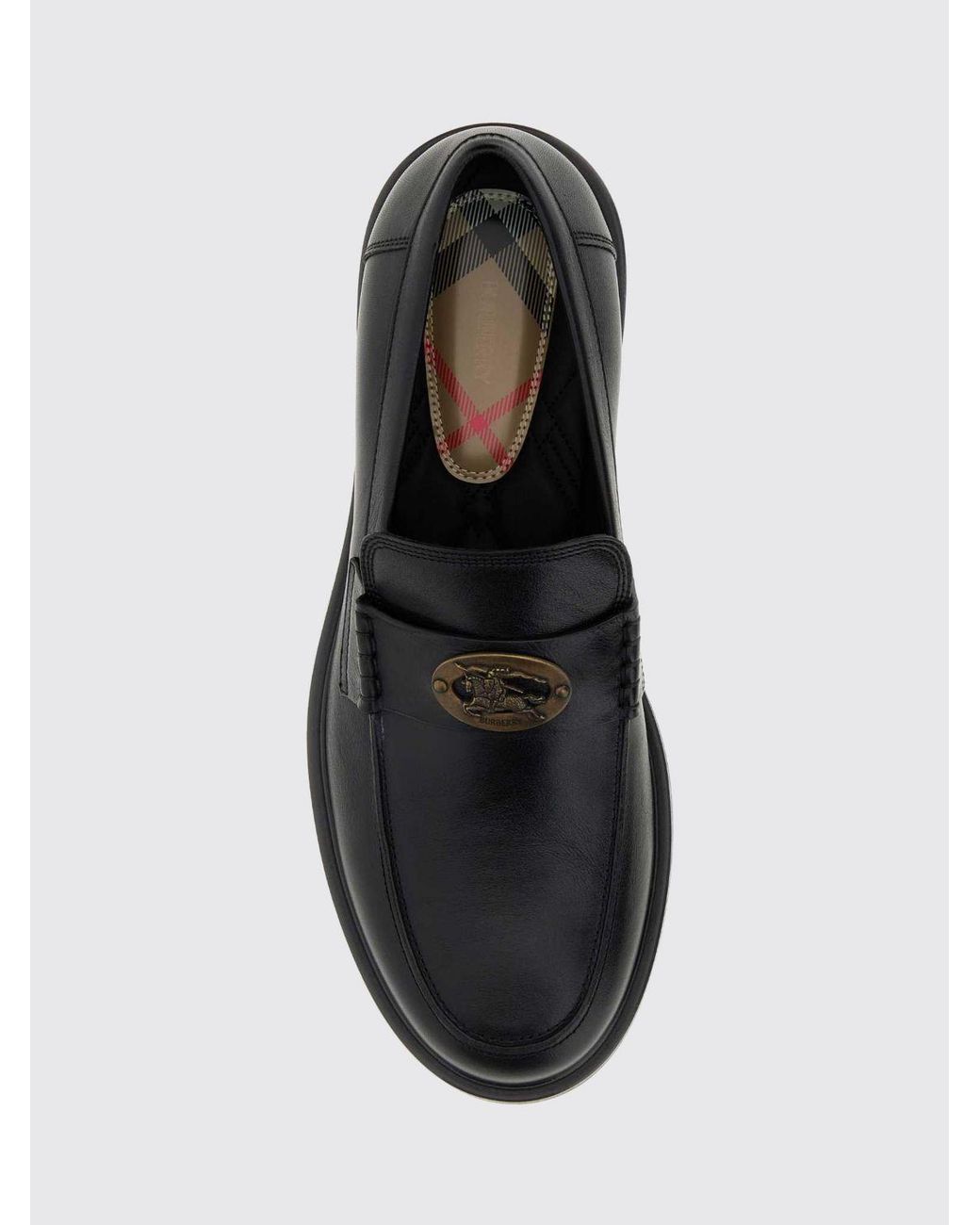 Burberry White Pembroke Calfskin Penny Loafers With Metal Ekd Logo for men