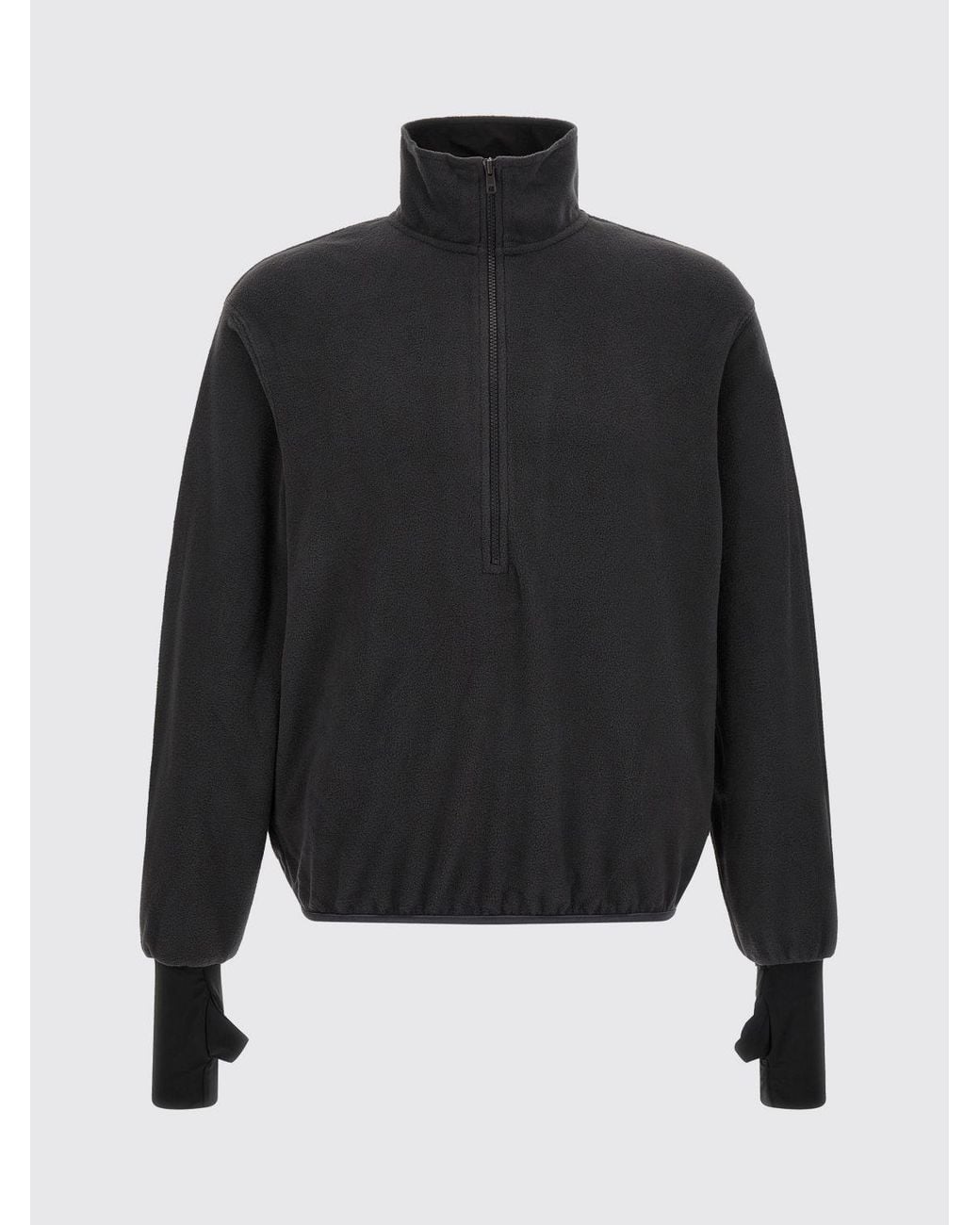 Entire studios Black High Neck Zipped Fleece Sweatshirt for men