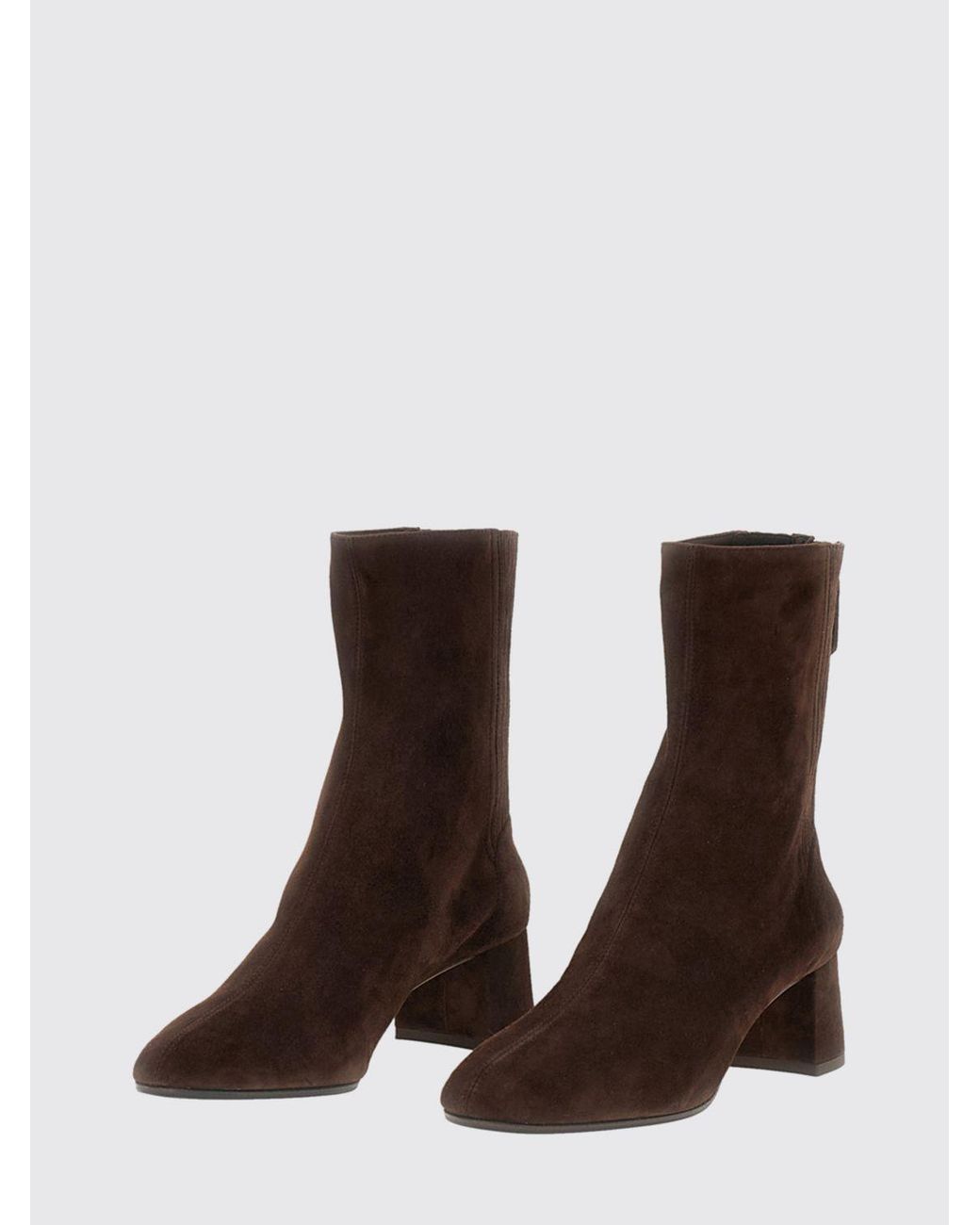 Aquazzura Brown Saint Honorè Suede Ankle Boots With A Mid Heel