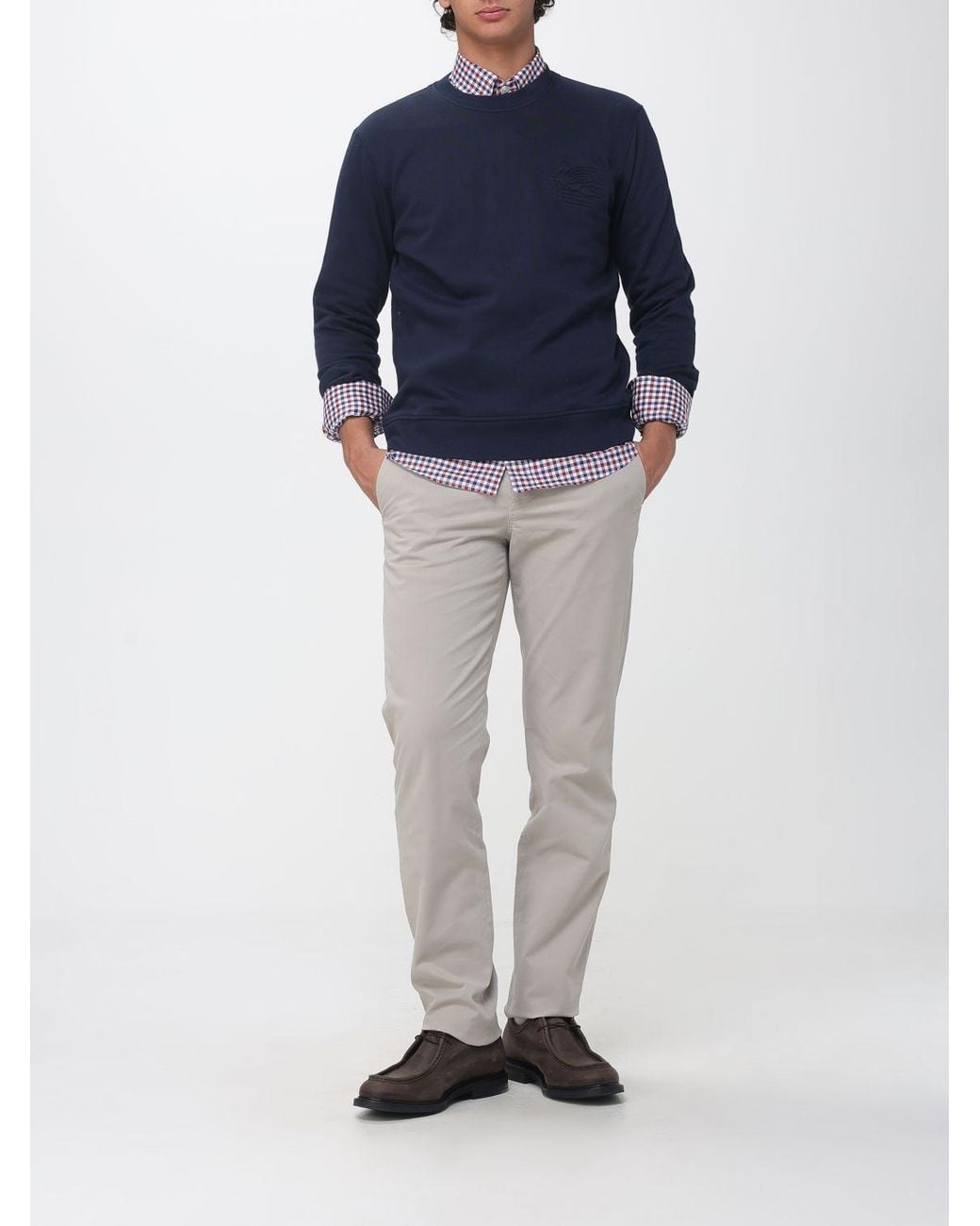Etro Purple Vichy Pattern Cotton Shirt With Button-Down Collar for men