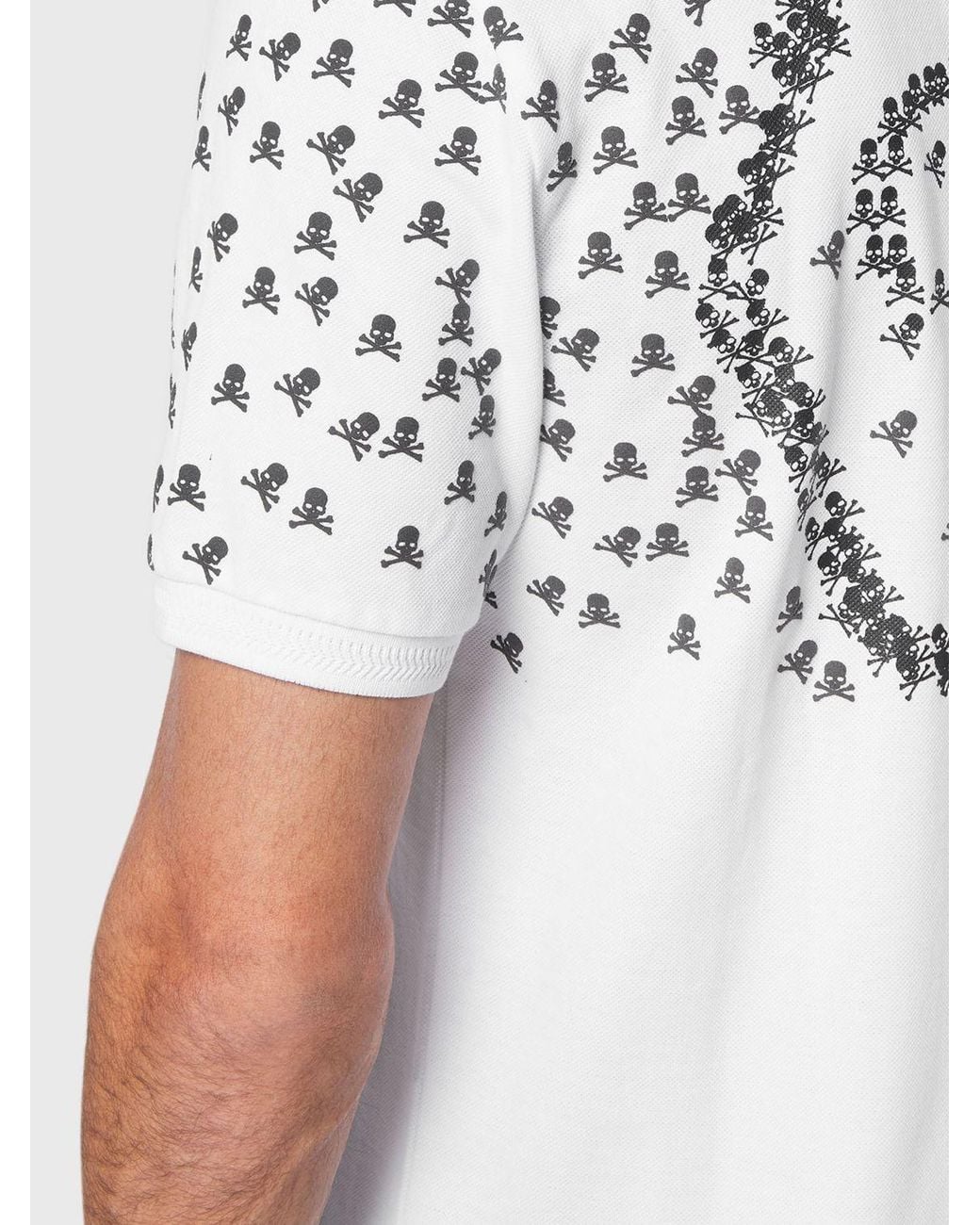 Philipp Plein White Cotton Polo Shirt With Skull Monogram Print And Hexagon Logo for men
