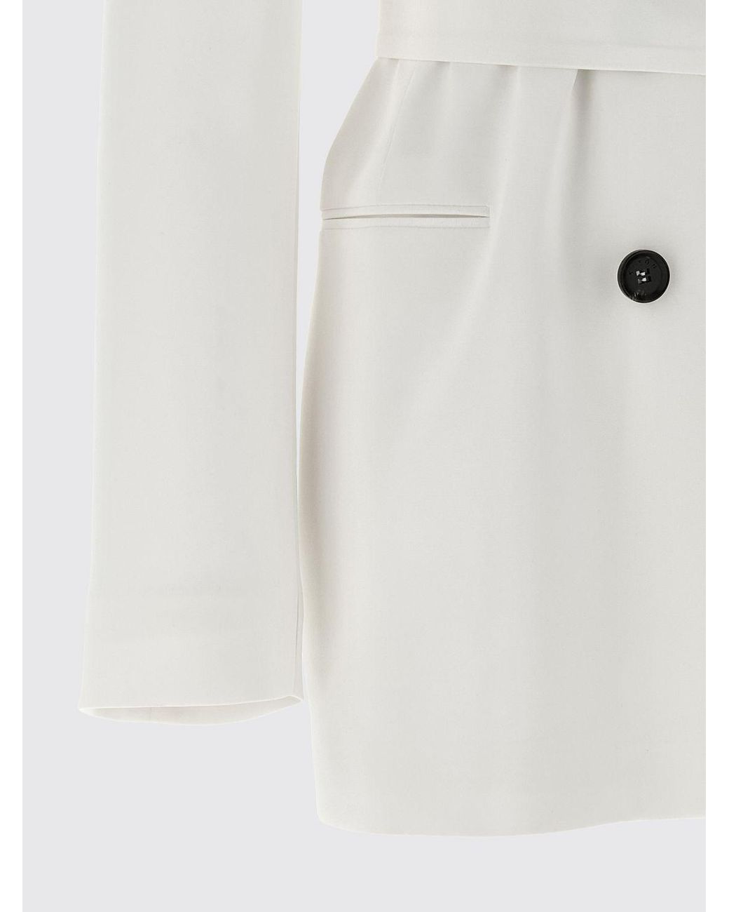 Blazer Con Cinturón De Seda Kiton de color White