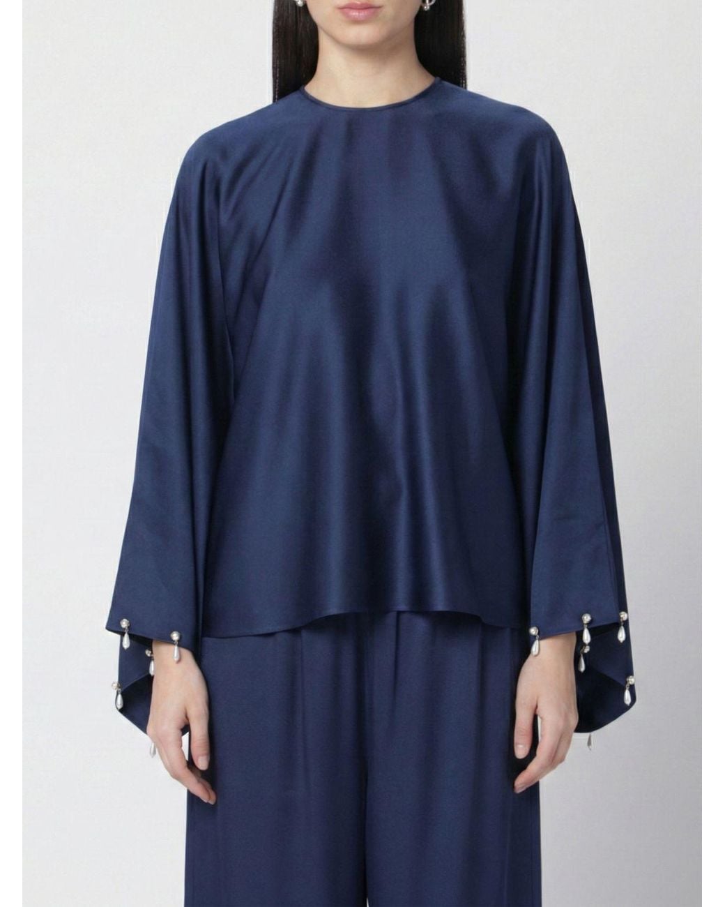 Blusa De Satén Con Aplicaciones Stella McCartney de color Blue