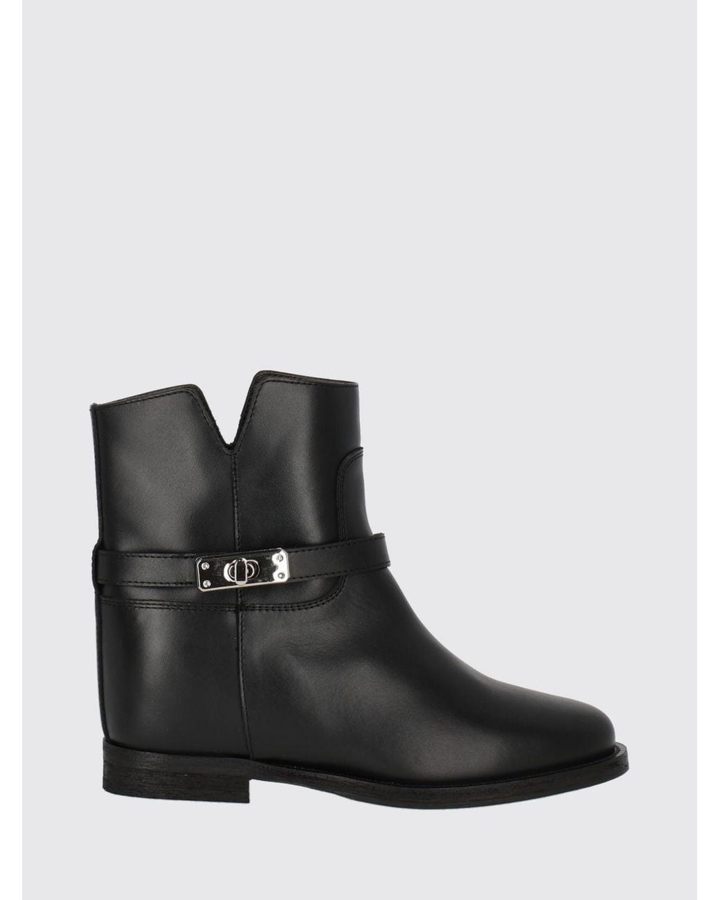 Via Roma 15 Black Suede Texan Ankle Boots With Wedge Heel