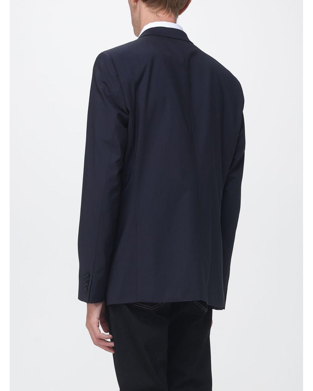 Karl Lagerfeld Blue Single-Breasted Virgin Wool Blazer With Classic Lapels for men