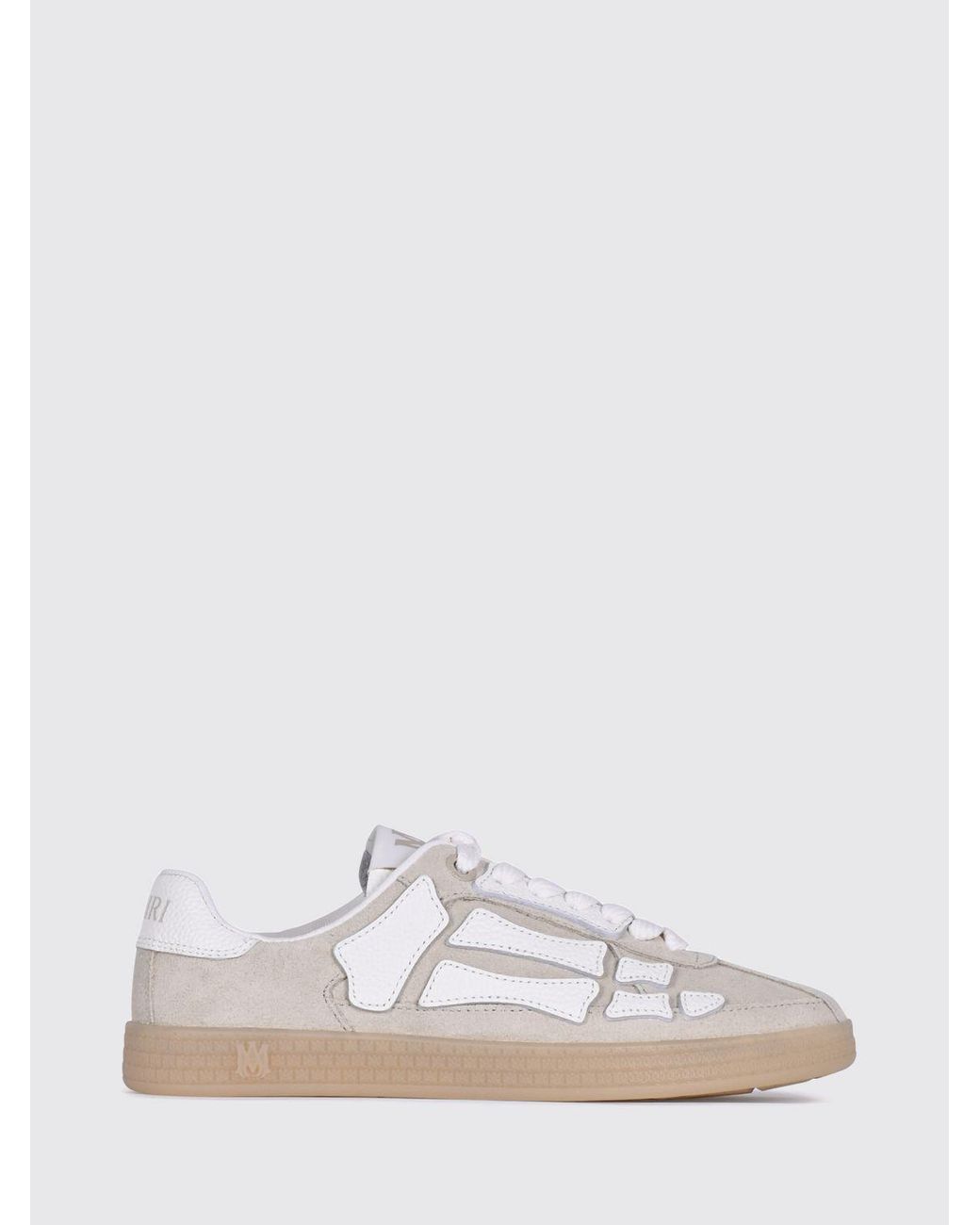 Amiri White Pacific Bones Two-Tone Leather And Suede Low-Top Sneakers
