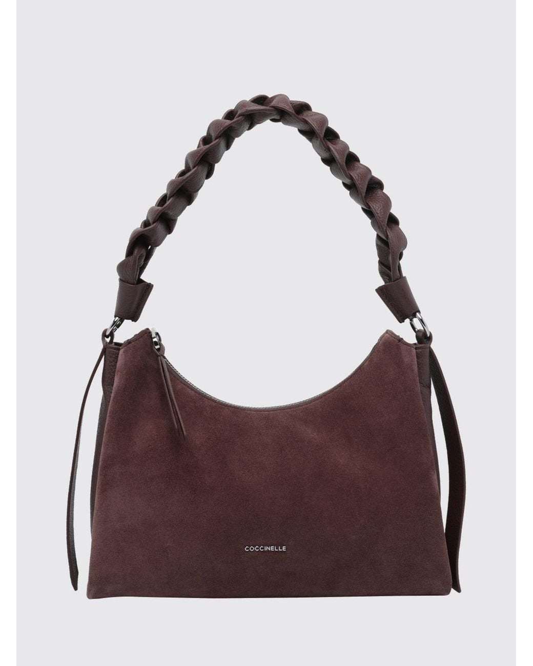 Coccinelle Purple Boheme Suede Shoulder Bag With Braided Handle