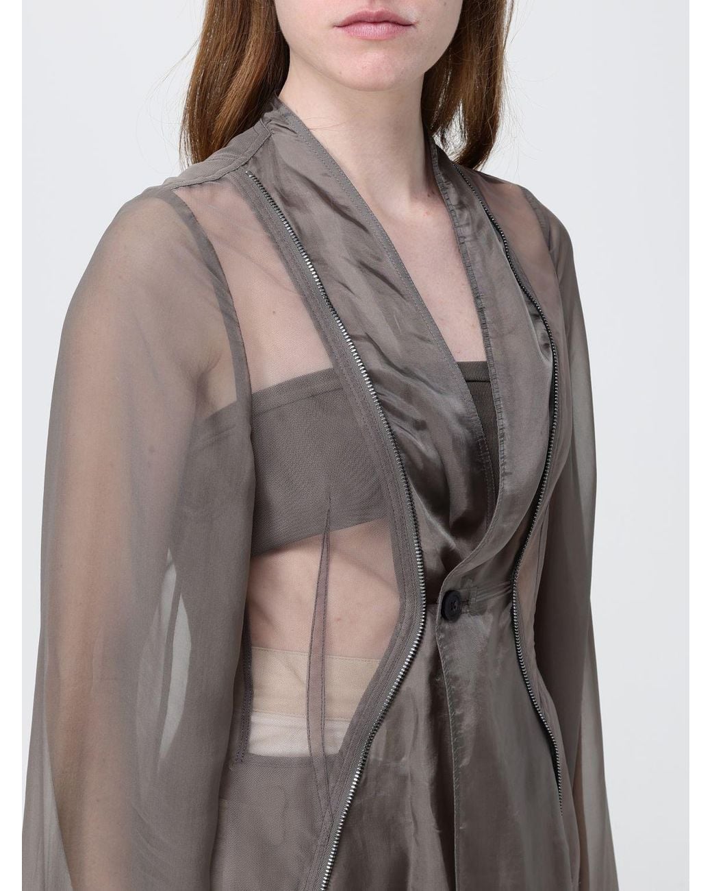 Rick Owens Gray Transparent Nylon Blazer