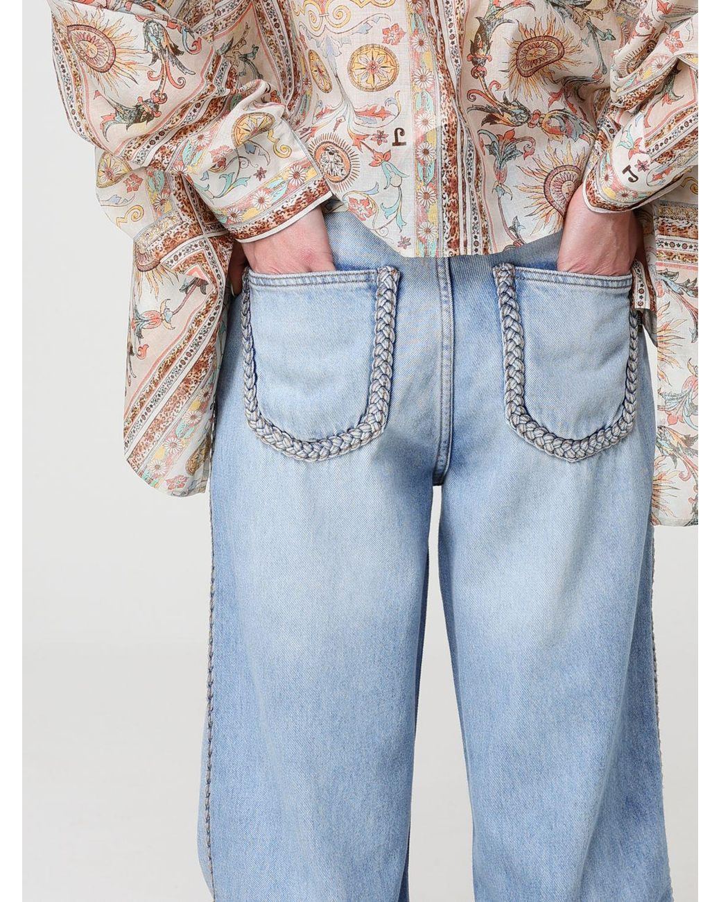 Just Cavalli Blue Wide Leg Cotton Denim Jeans