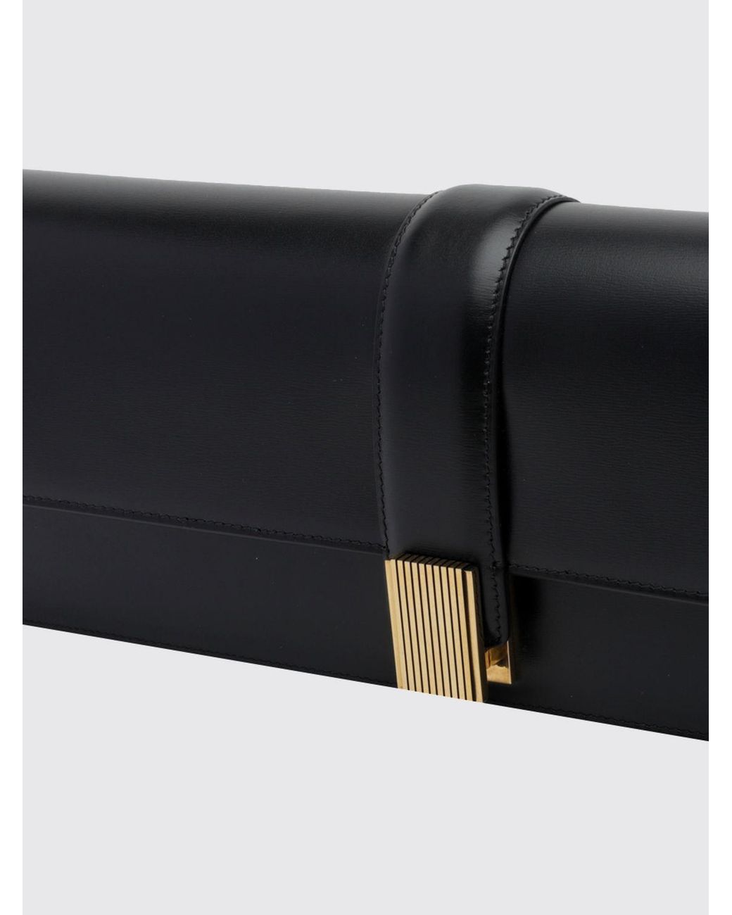 Khaite White Blake Calfskin Leather Clutch With Metallic Snap Closure