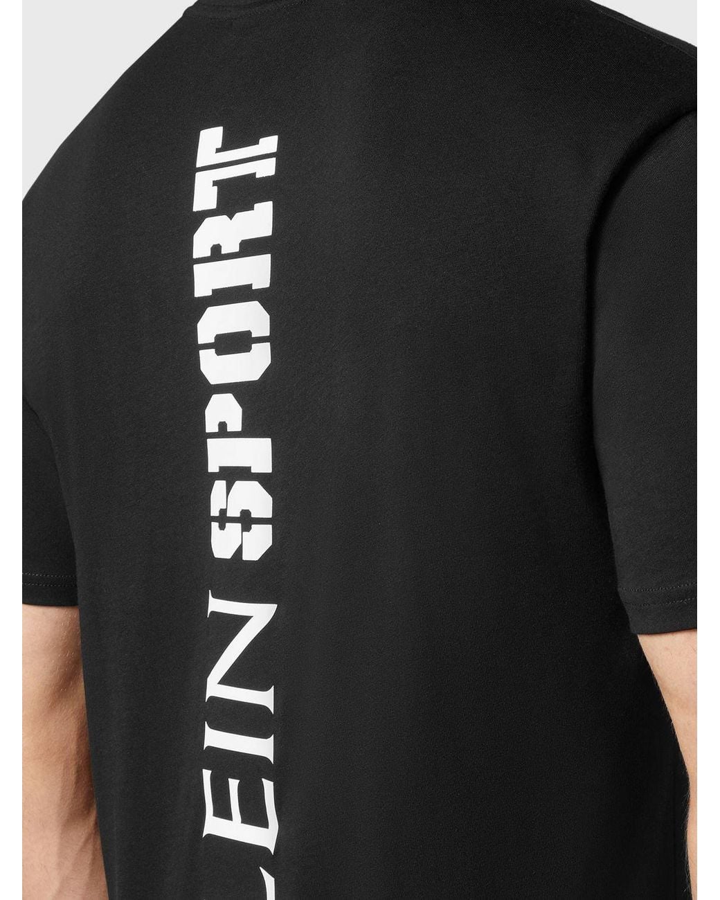 Philipp Plein Black Jersey T-Shirt With Back Logo Print for men