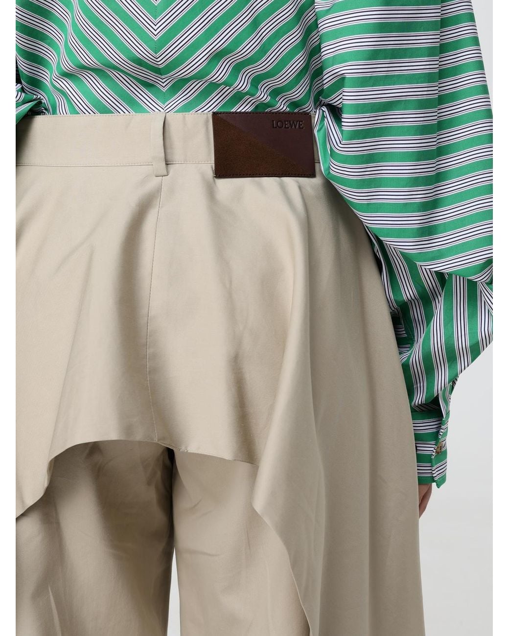 Loewe Natural High-Waisted Draped Wide-Leg Trousers