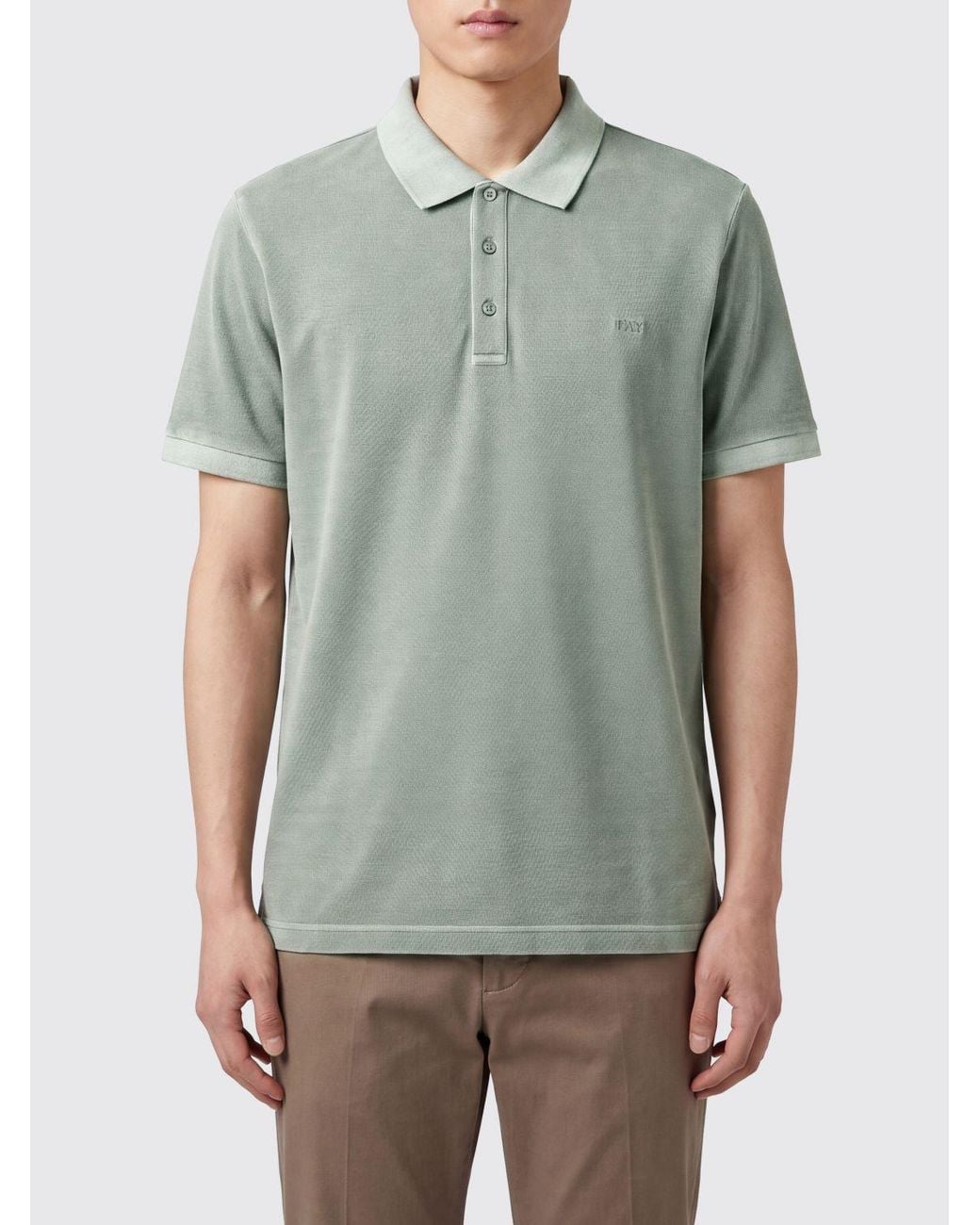 Fay Green Cotton Polo Shirt With Logo for men