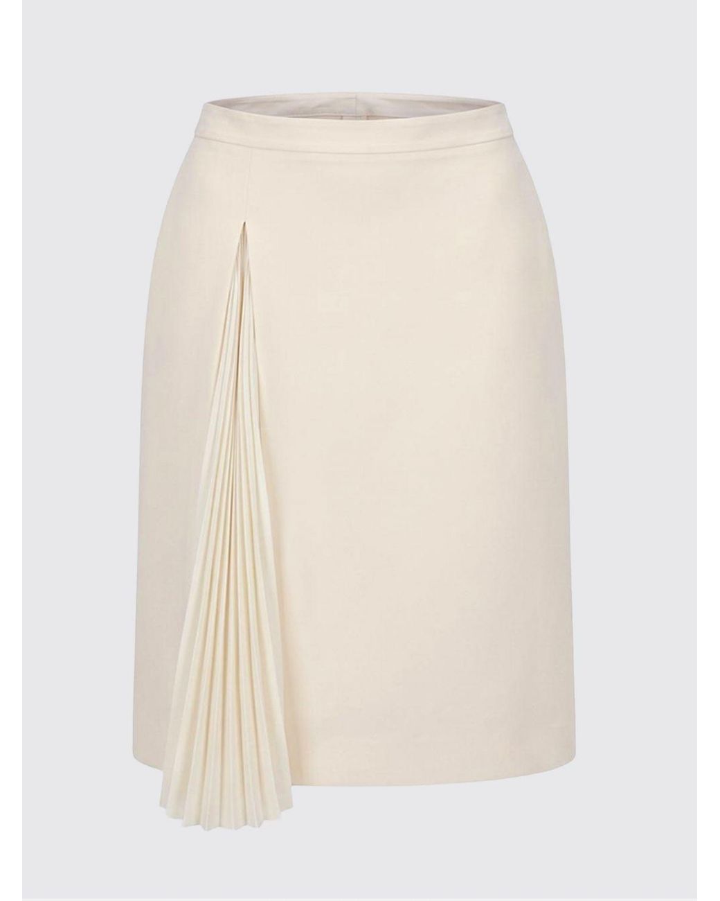 Jil Sander Natural Fiala High-Waisted Pleated Virgin Wool Pencil Mini Skirt