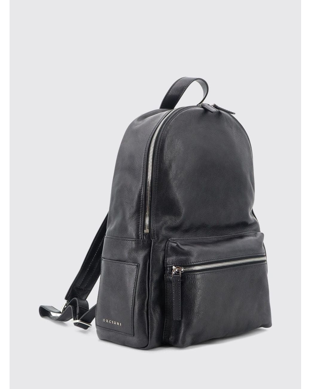 Orciani Blue Laio Lagoon Grained Calfskin Backpack With Logo for men