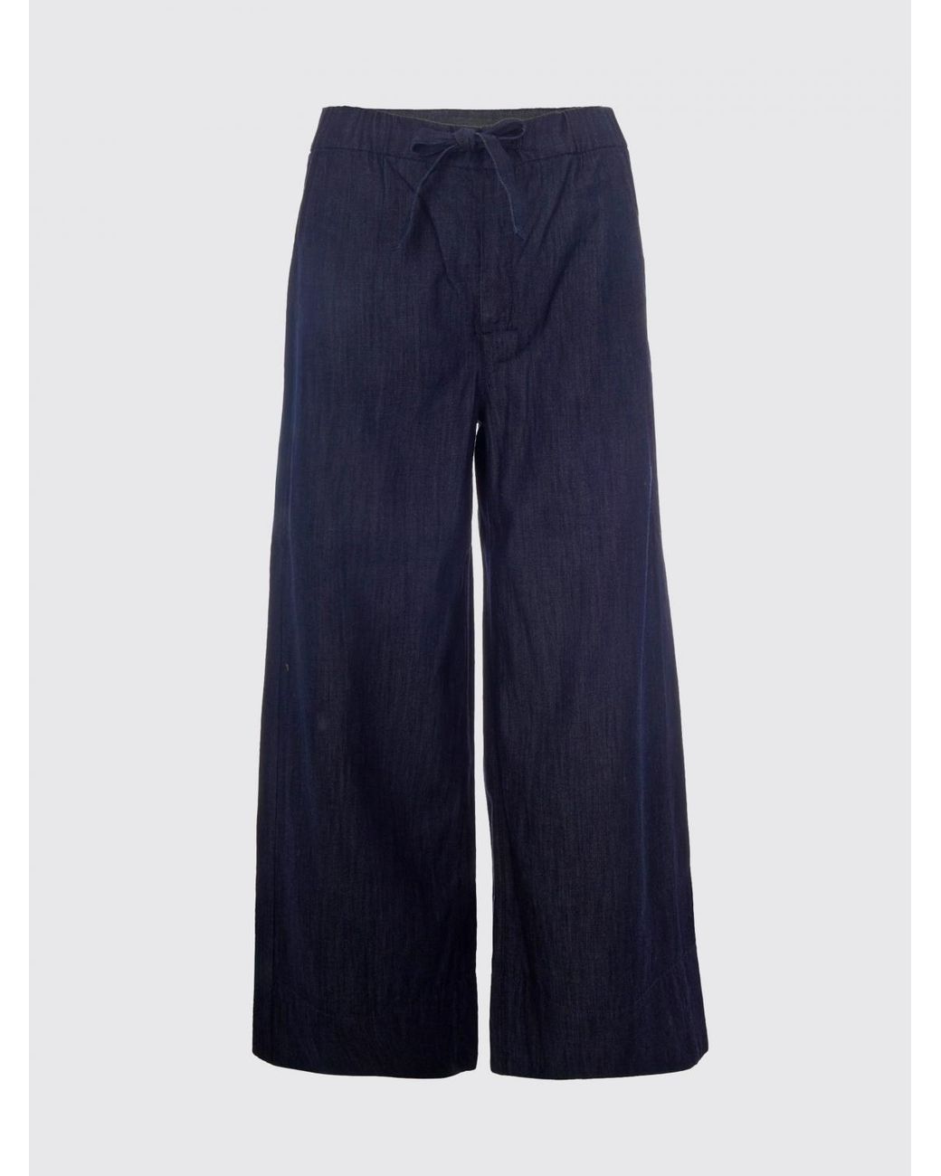 Max Mara Blue Wide-Leg Cotton Trousers With Elasticated Waist