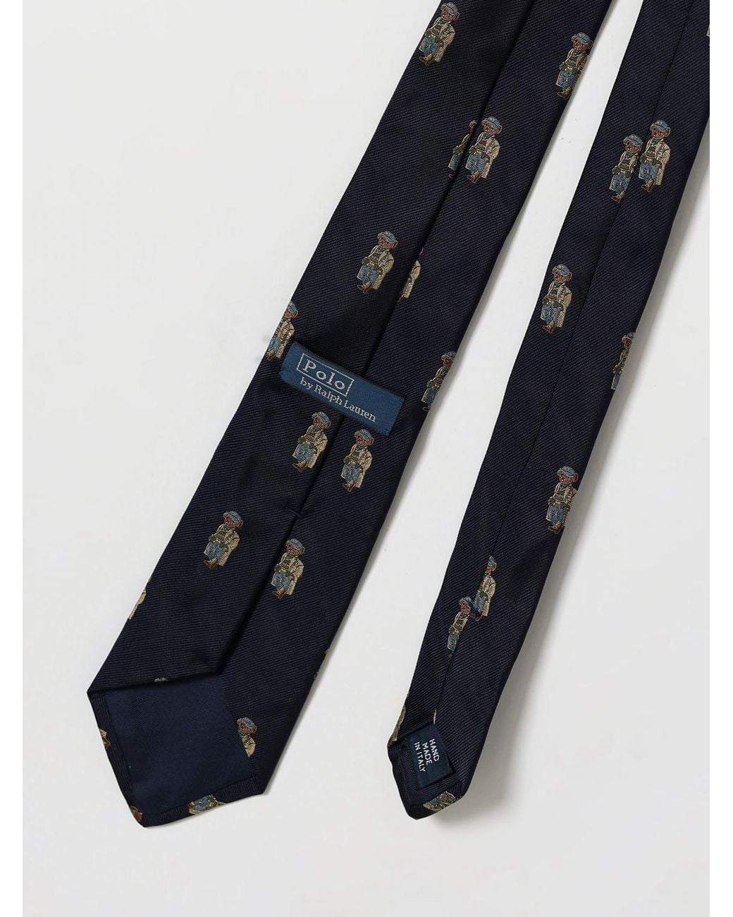 Polo Ralph Lauren White Teddy Bear Print Silk Tie for men