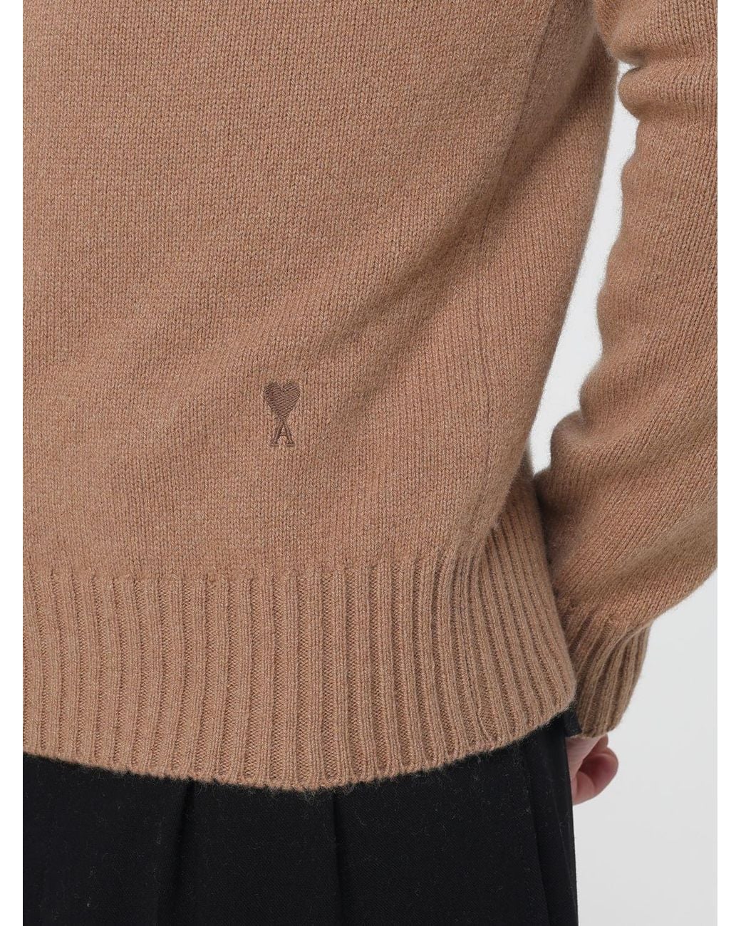 AMI Blue Merino Wool Roll-Neck Jumper With Long Sleeves And Ribbed Trims for men