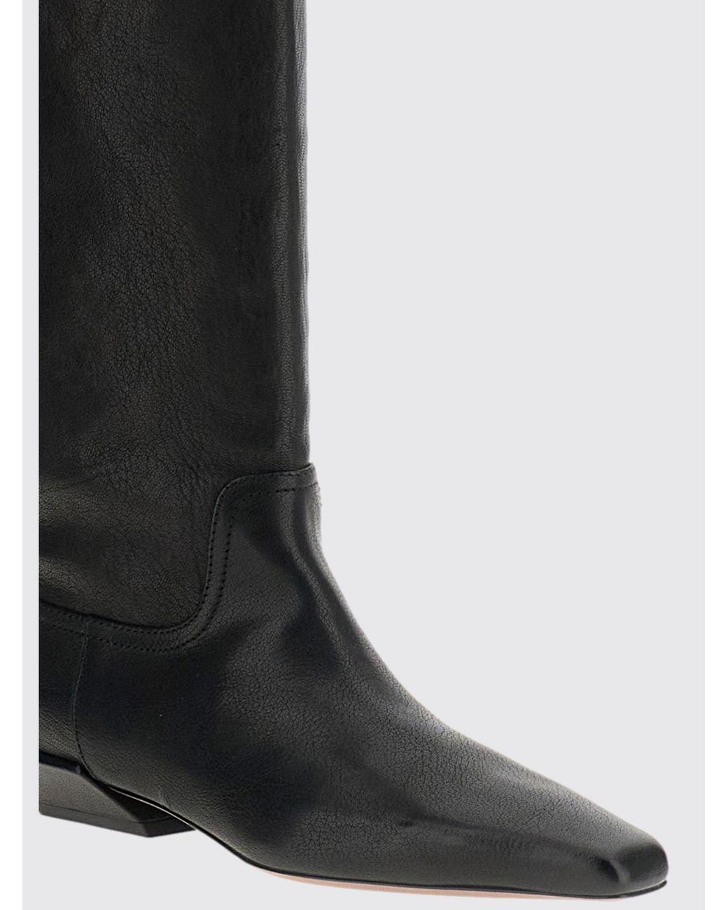 Paris Texas Black Bettina Knee-High Calf Leather Boots With A Low Heel