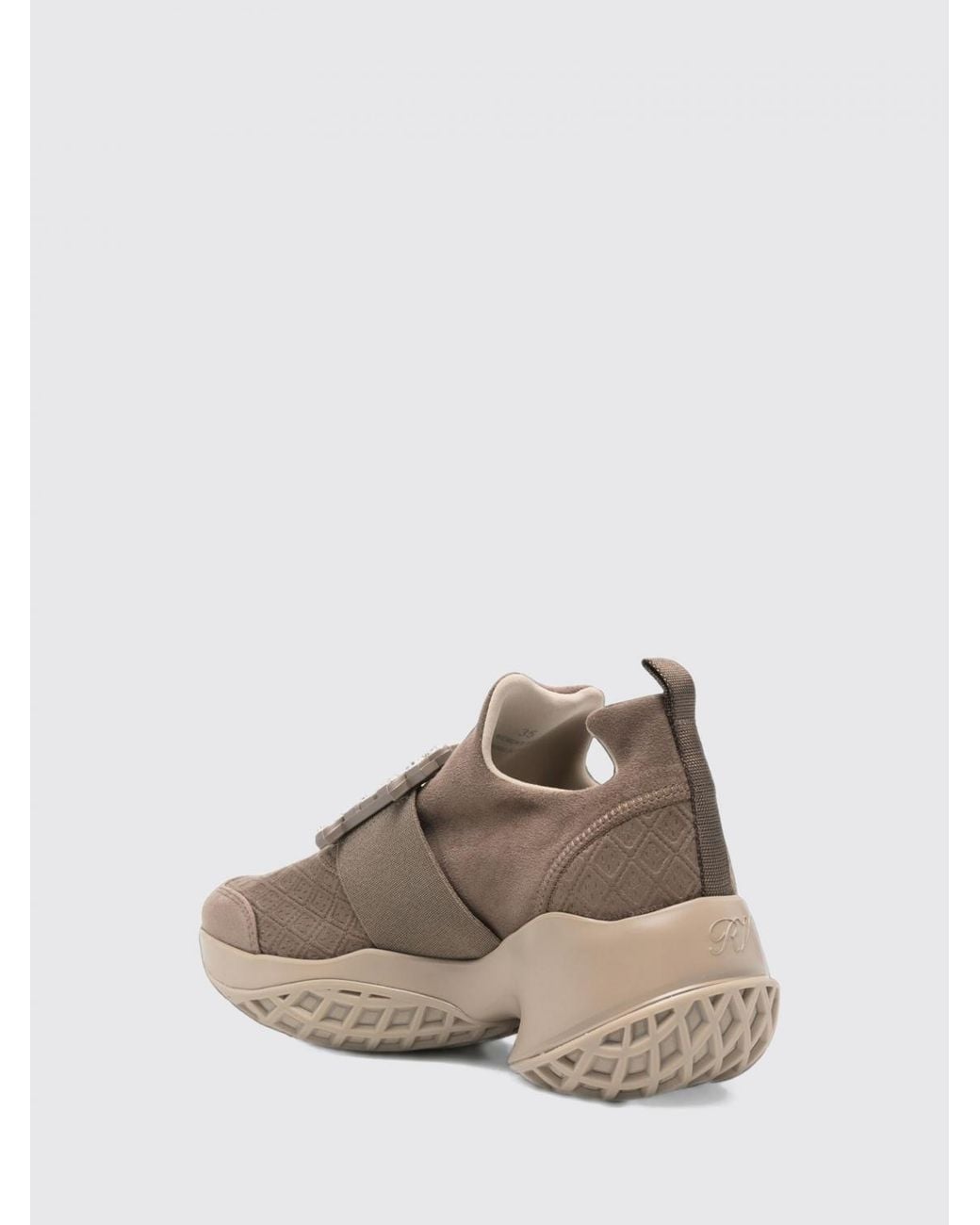 Roger Vivier Brown Viv' Run Suede Slip-On Sneakers With Jewel Buckle