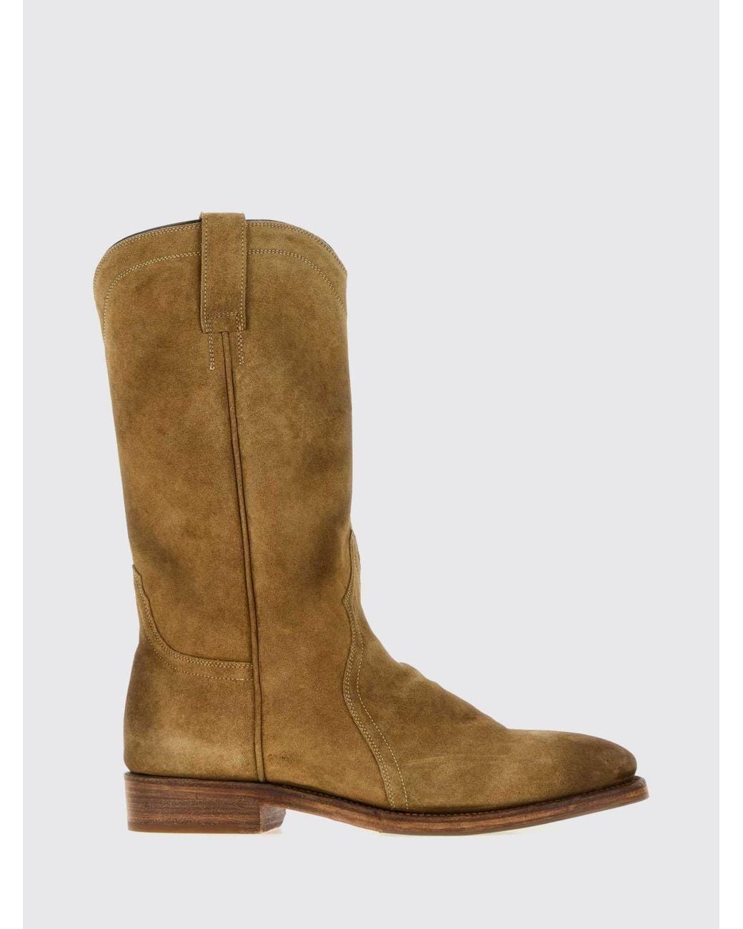 Jil Sander Brown Suede Cowboy Boots With Round Toe And Double Pull-Tabs for men