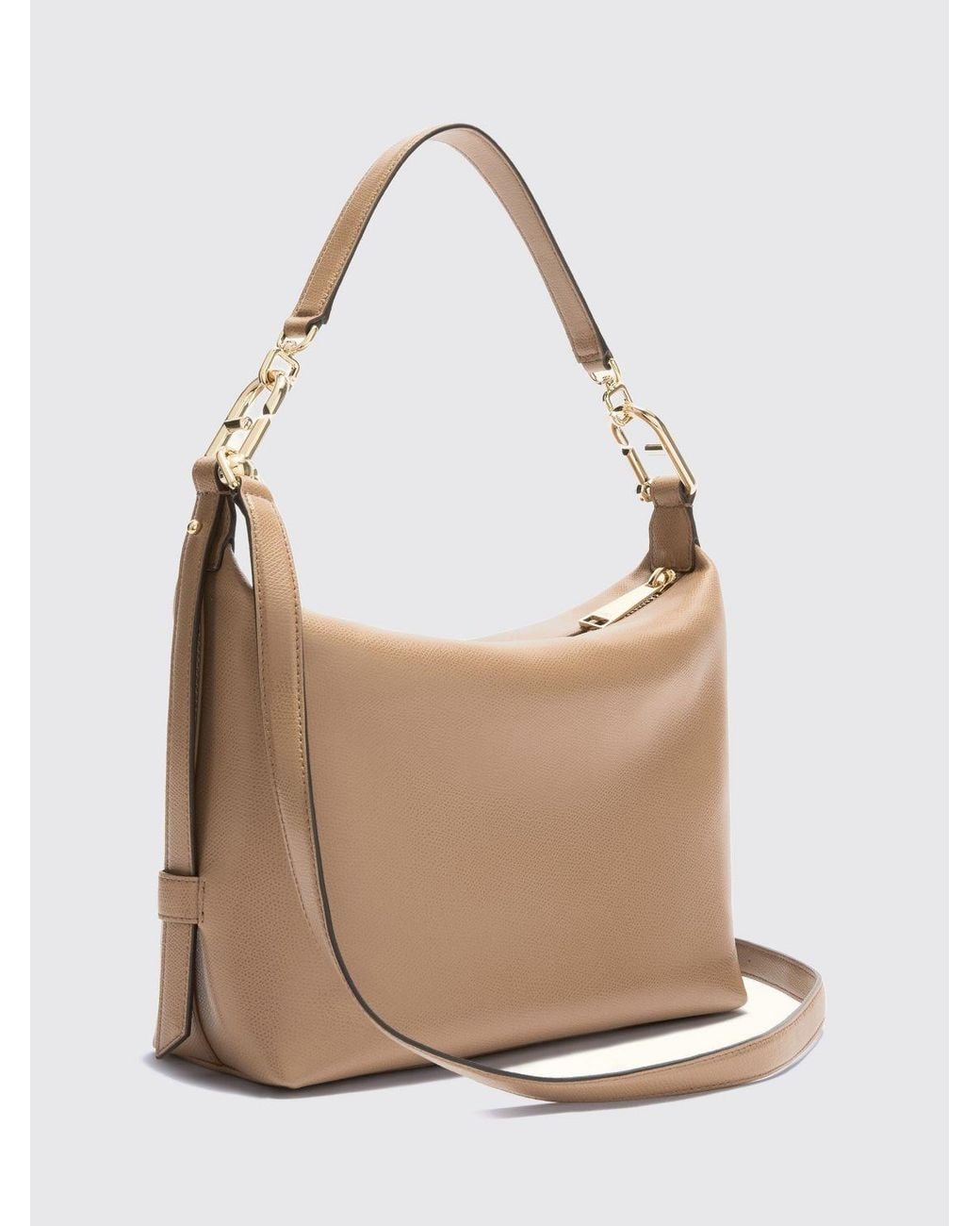 Furla Natural Tonie Grained Leather Shoulder Bag By With Removable Handle And Strap