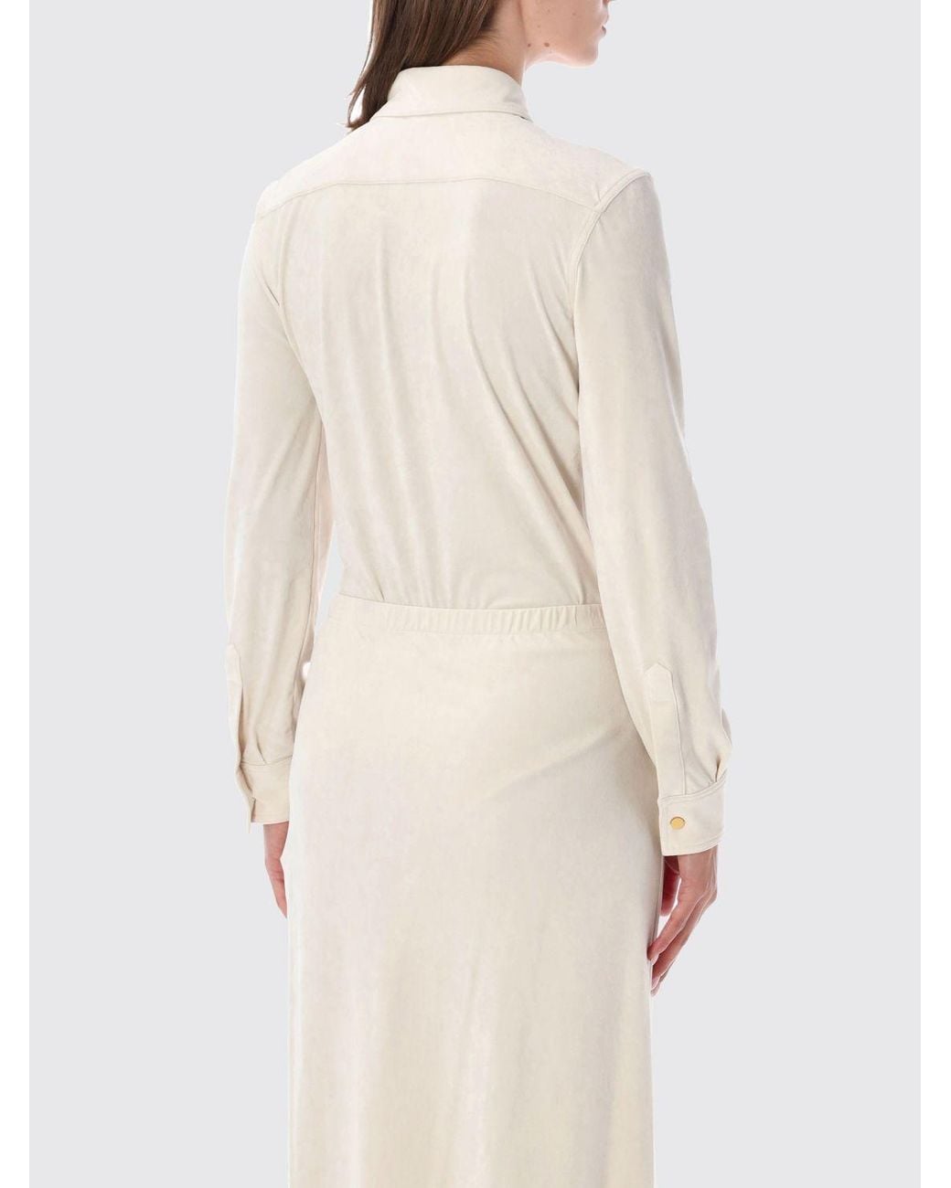 Alberta Ferretti Natural Slim Fit Jersey Shirt Bodysuit