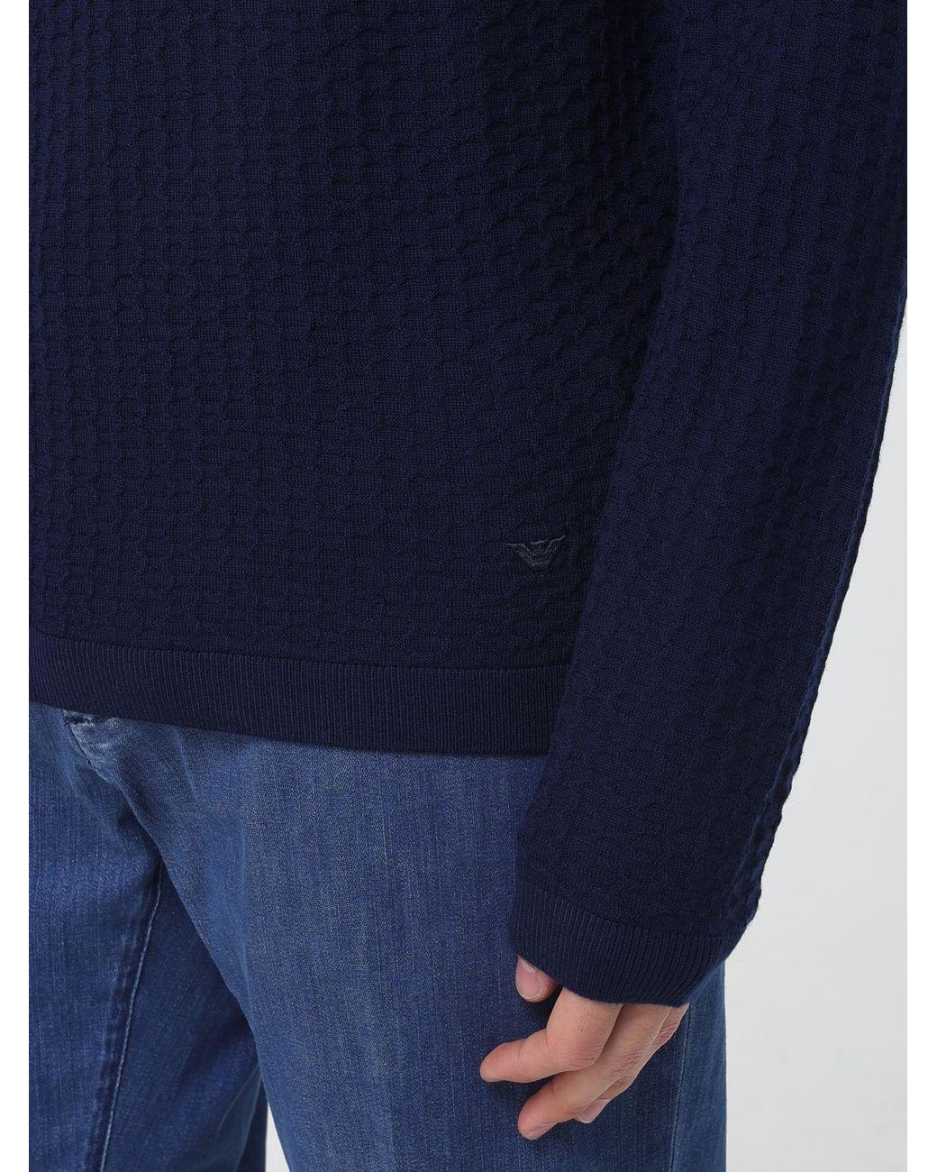Emporio Armani Blue Basic Crew-Neck Jumper for men