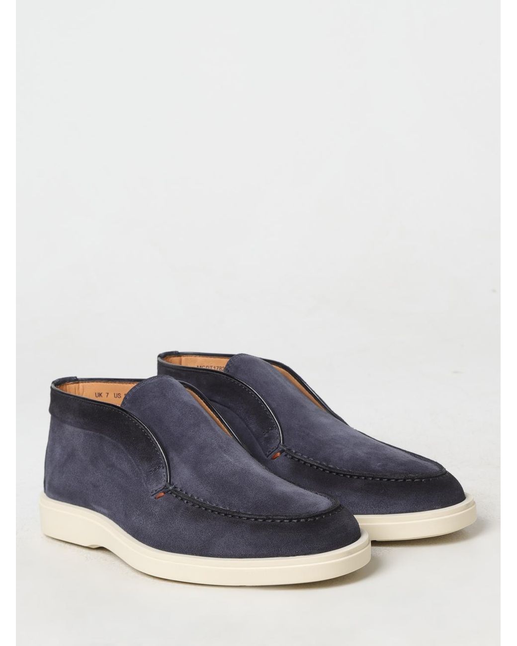 Santoni Blue Suede Chukka Boots for men