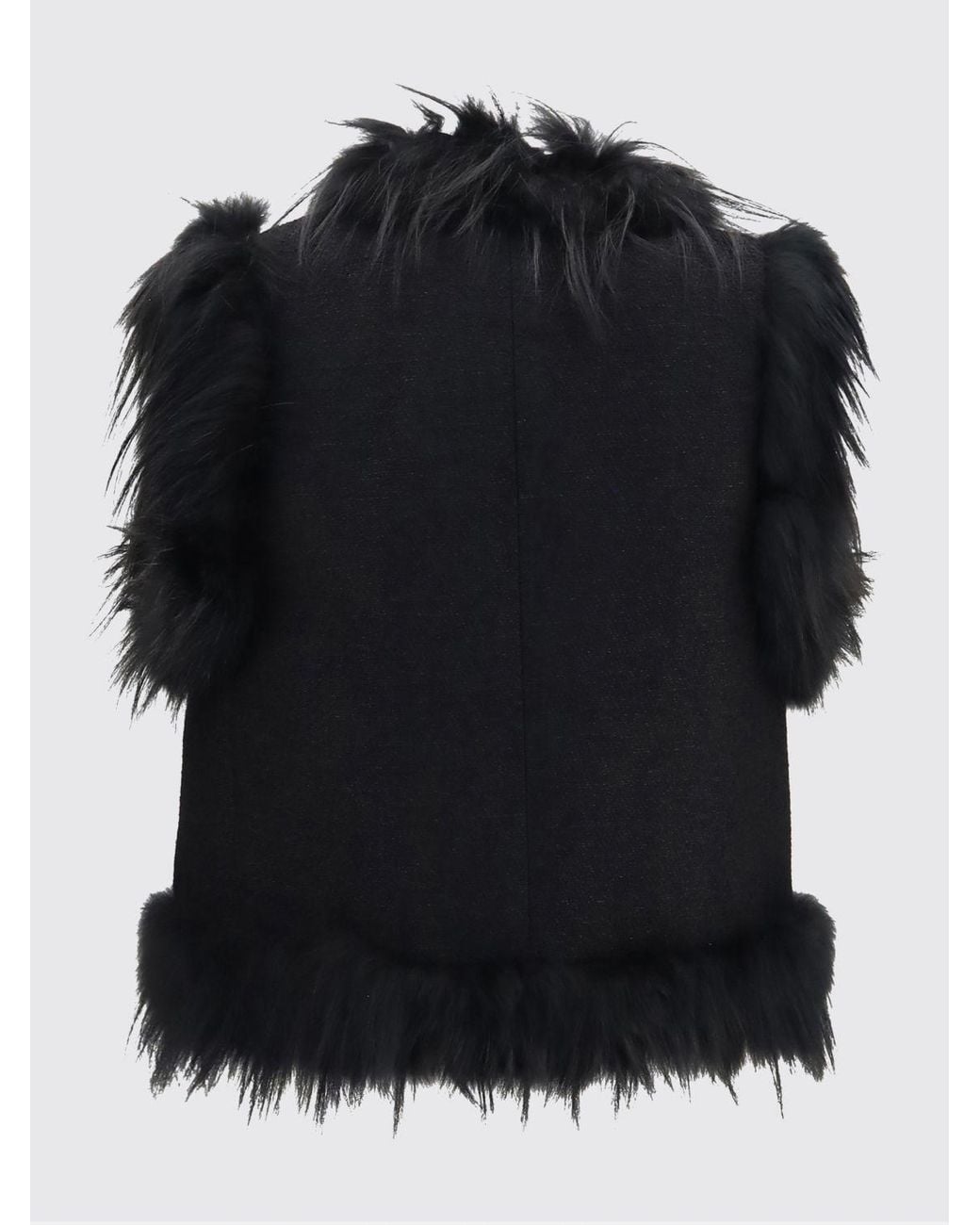 Chaleco De Lana Virgen Con Cuello De Pelo De Zorro Fendi de color Black