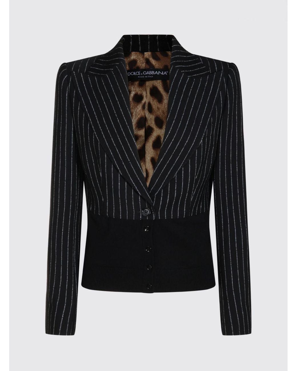 Dolce & Gabbana Black Dolce &Amp Gabbana Slim Fit Pinstriped Wool Single-Breasted Blazer With Peak Lapels