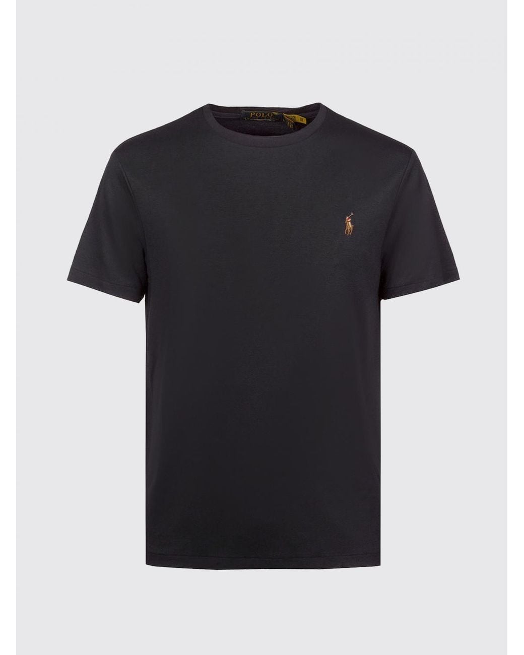 Polo Ralph Lauren Black Cotton Crewneck T-Shirt With Embroidered Pony Logo for men