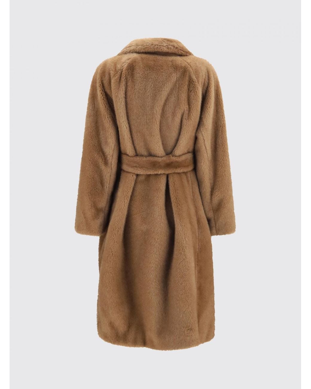 Max Mara Natural Faux Fur Robe Coat With Belt
