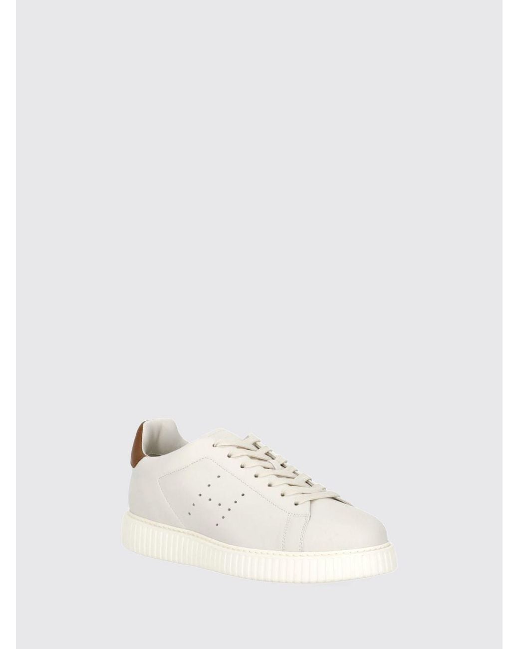 Hogan Natural Ivory Smooth Leather Low-Top Sneakers for men