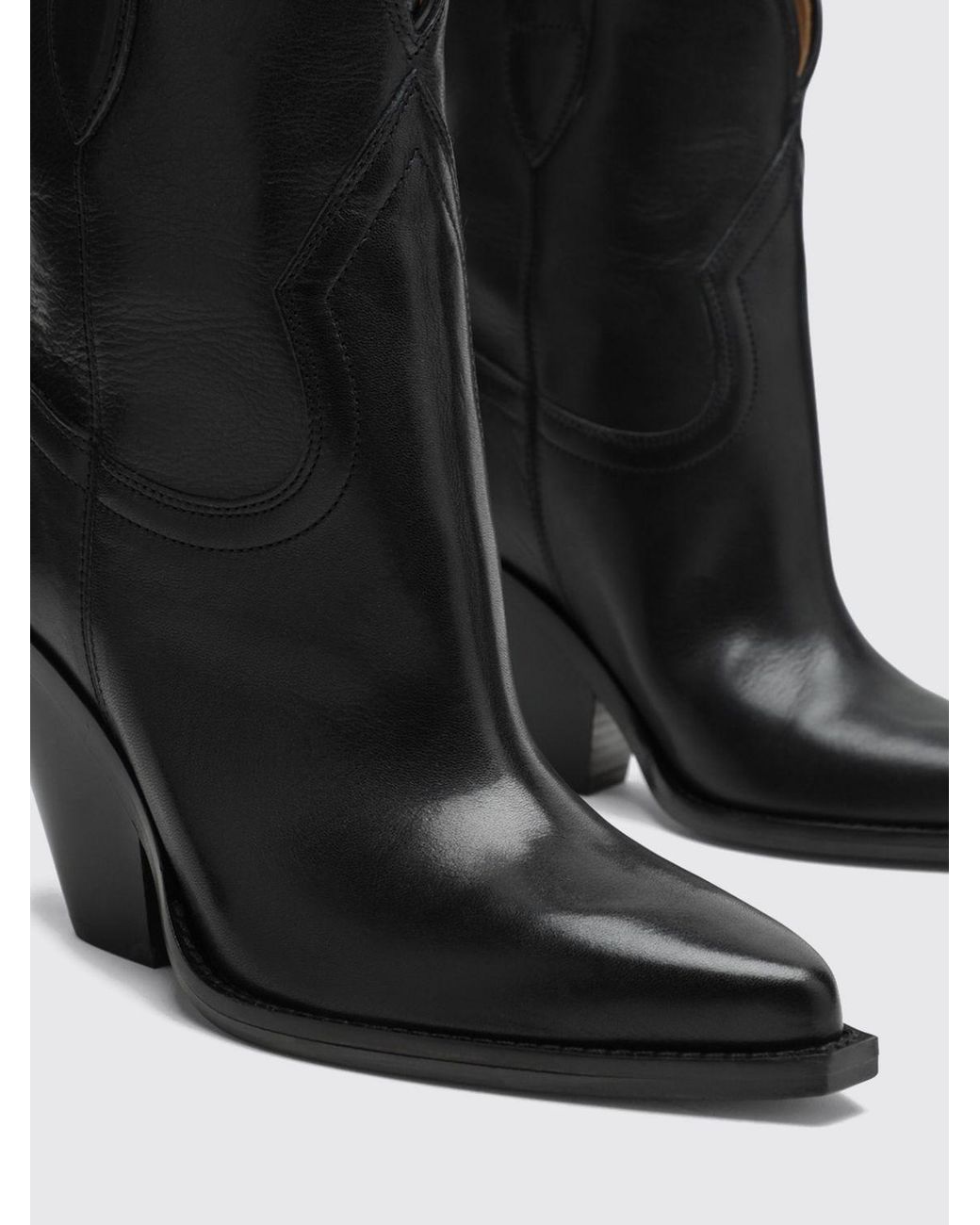 Isabel Marant Black Leyane Suede Western Boots With High Heel