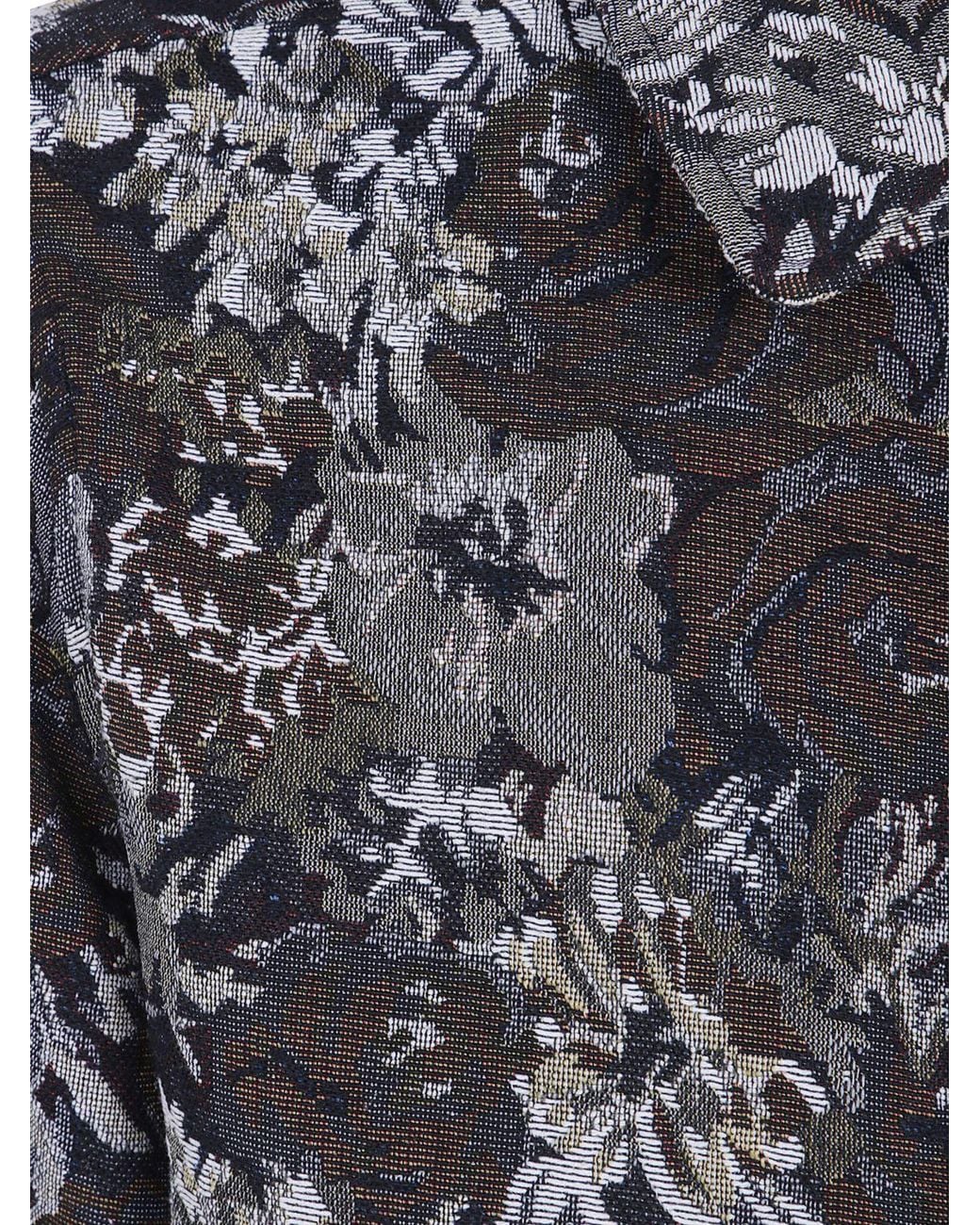 Les Deux Gray Floral Print Cotton Blend Shirt Jacket With A Classic Collar for men