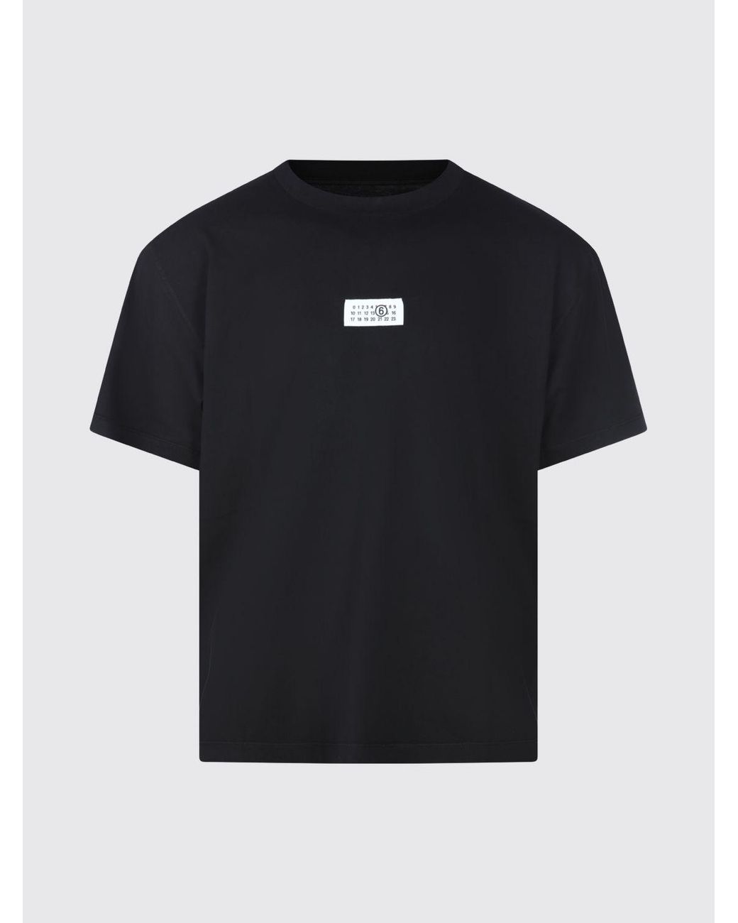 MM6 by Maison Margiela Black Cotton T-Shirt With Contrast Logo And Dropped Shoulders for men
