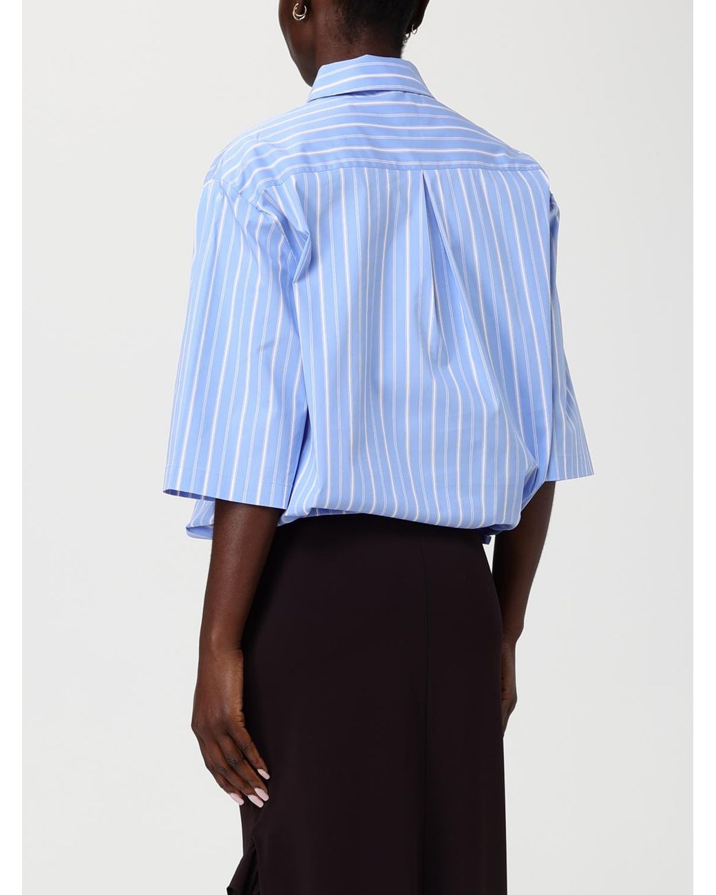 Liu Jo Blue Striped Cotton Blend Shirt