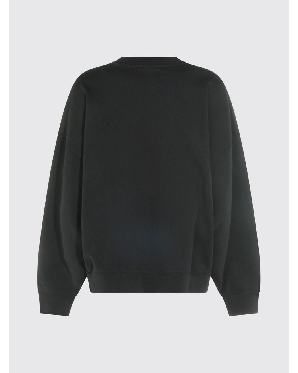 Anine Bing Black Crewneck Cotton Jumper With Logo And Dropped Shoulders