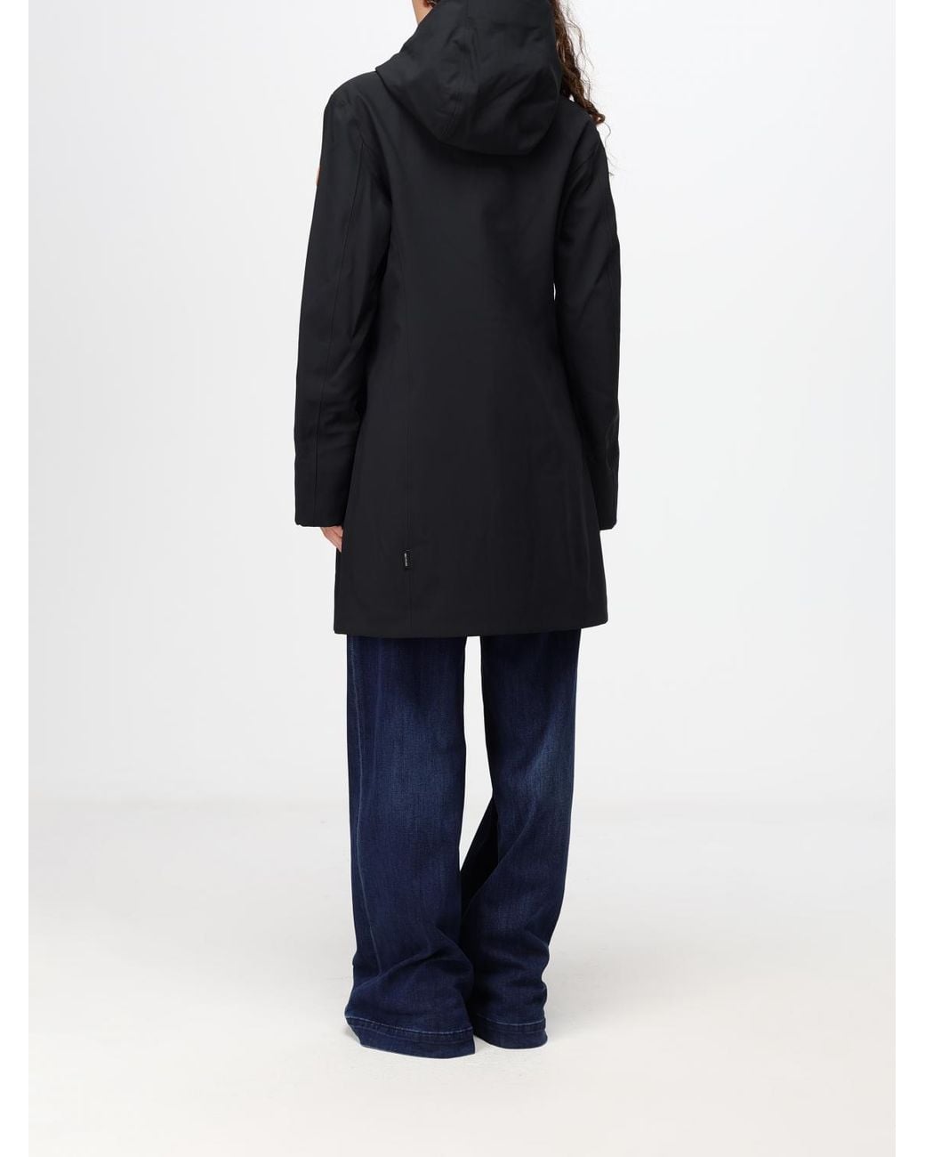 Save The Duck Blue Knee-Length Polyester Parka With Padded Hood