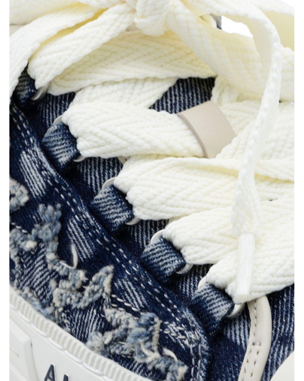 Amiri White Stars Court Denim Sneakers With Star Appliqués And Platform Sole