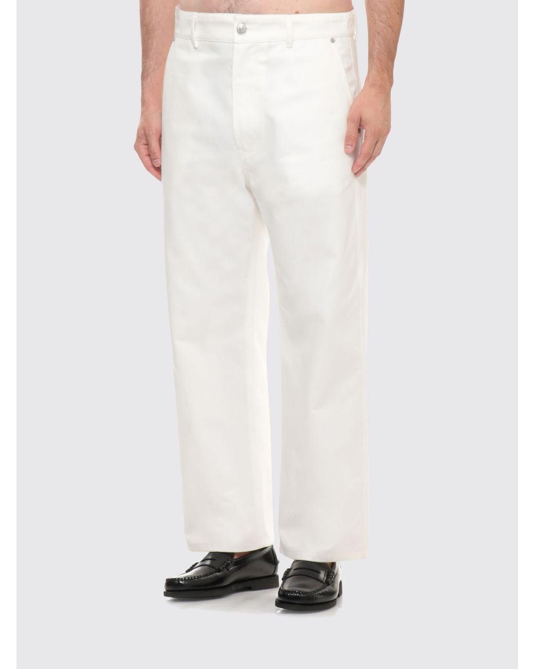 Moschino Couture White Straight Fit Denim Jeans With Applied Velcro Patches for men