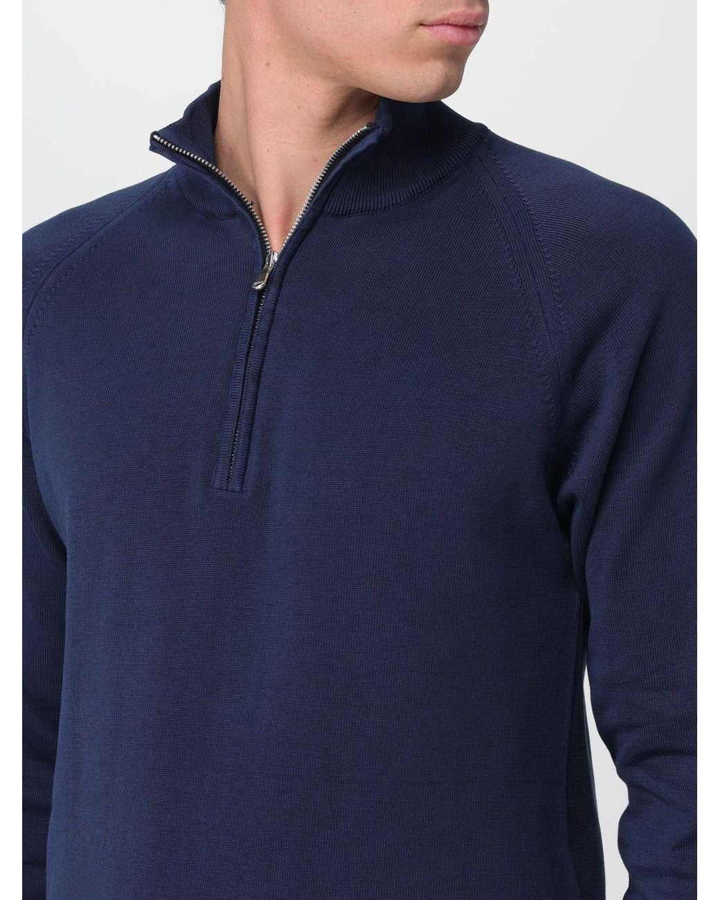 Blauer Blue Cotton Knit Sweater for men
