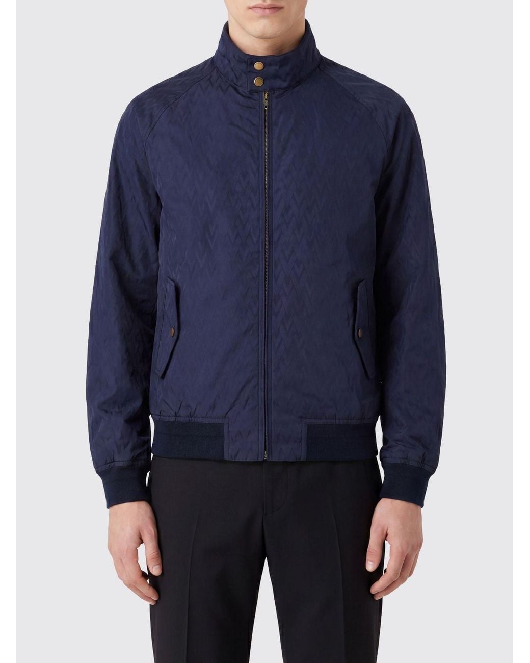 Valentino Blue Padded Cotton Bomber Jacket With High Collar And Vlogo Signature for men