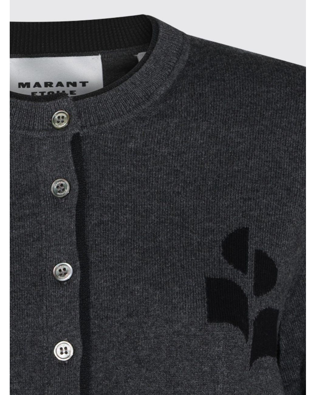 Isabel Marant Blue Cotton And Wool Crewneck Cardigan With Contrast Logo