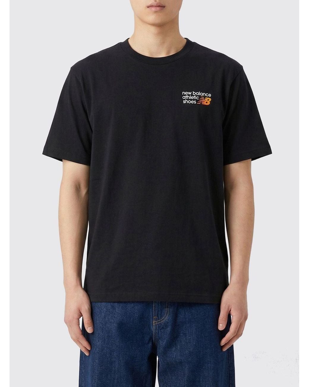 New Balance Black Cotton T-Shirt With Logo for men