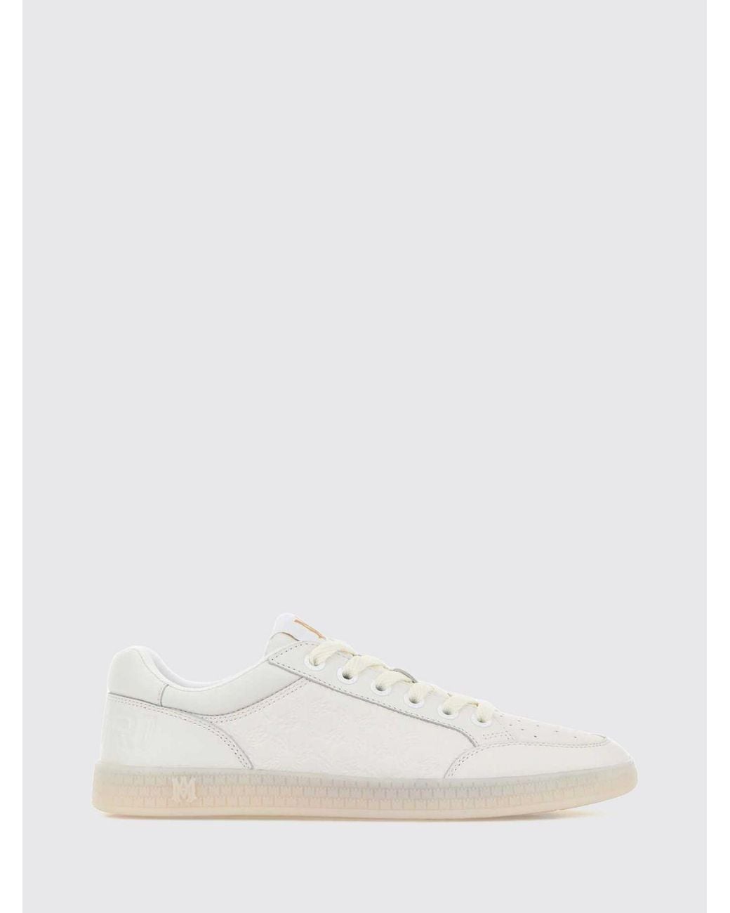 Amiri White Blvd Low-Top Leather Sneakers With Perforated Monogram Logo for men